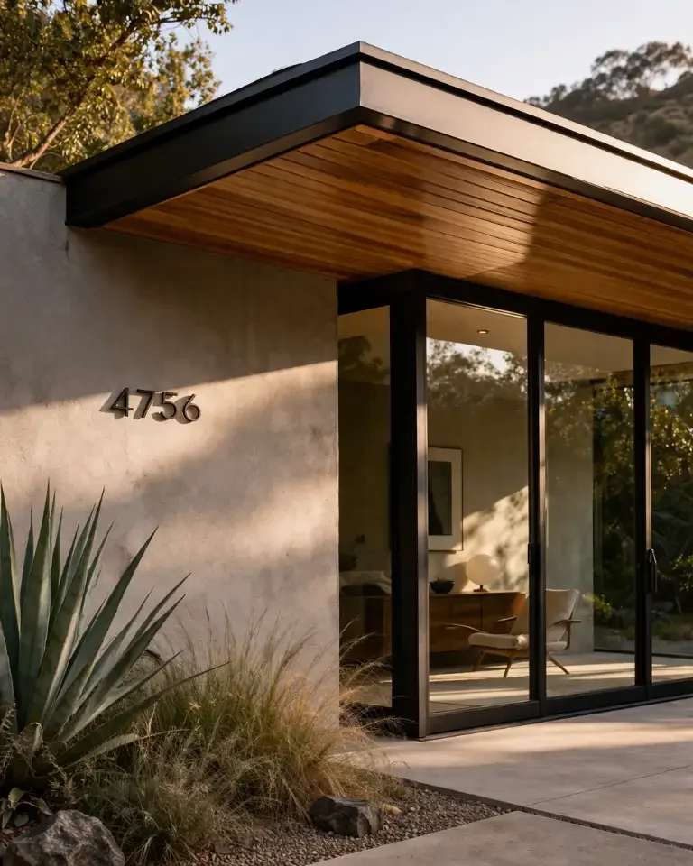 modern style adu entrance close up in Los angeles.