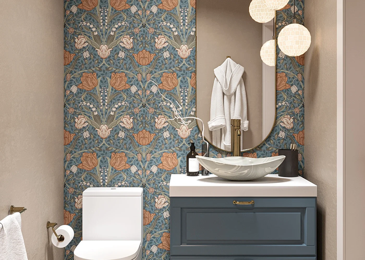 Elegant ADU bathroom design with marble walls, vessel sink and narrow garden window