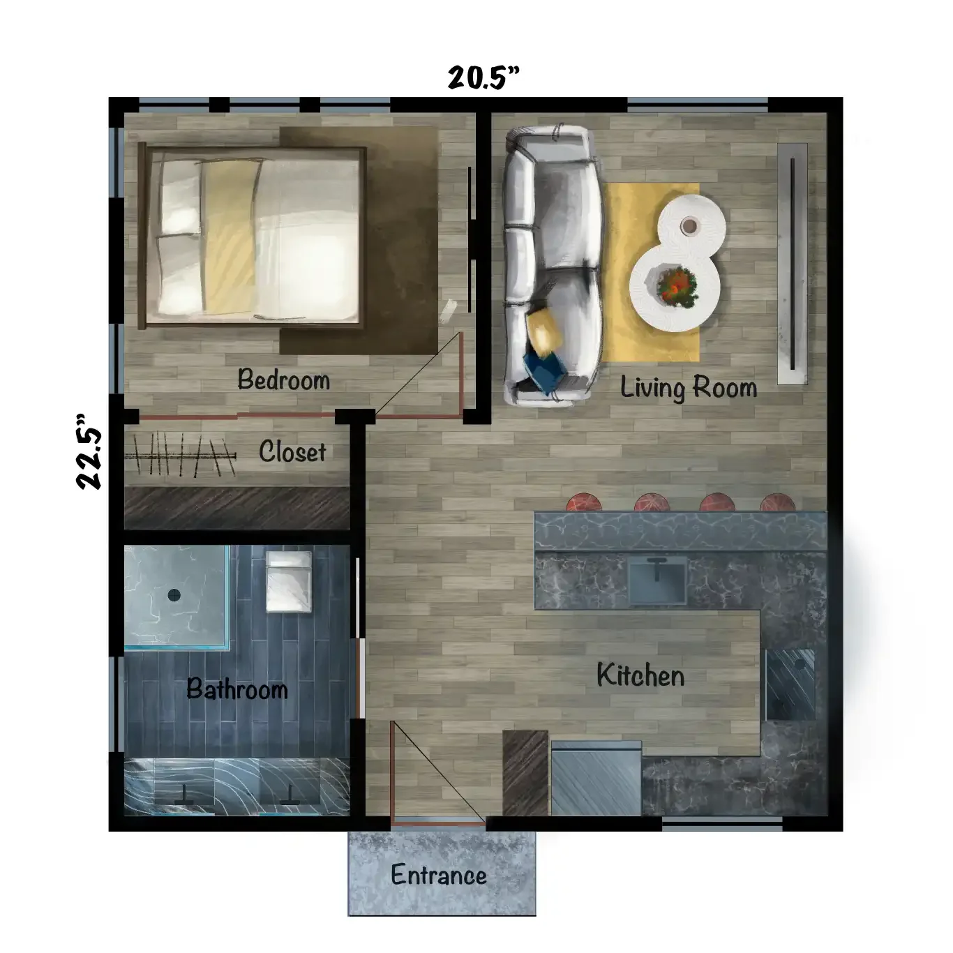 Custom ADU design 500 sq. ft. adu in Los Angeles