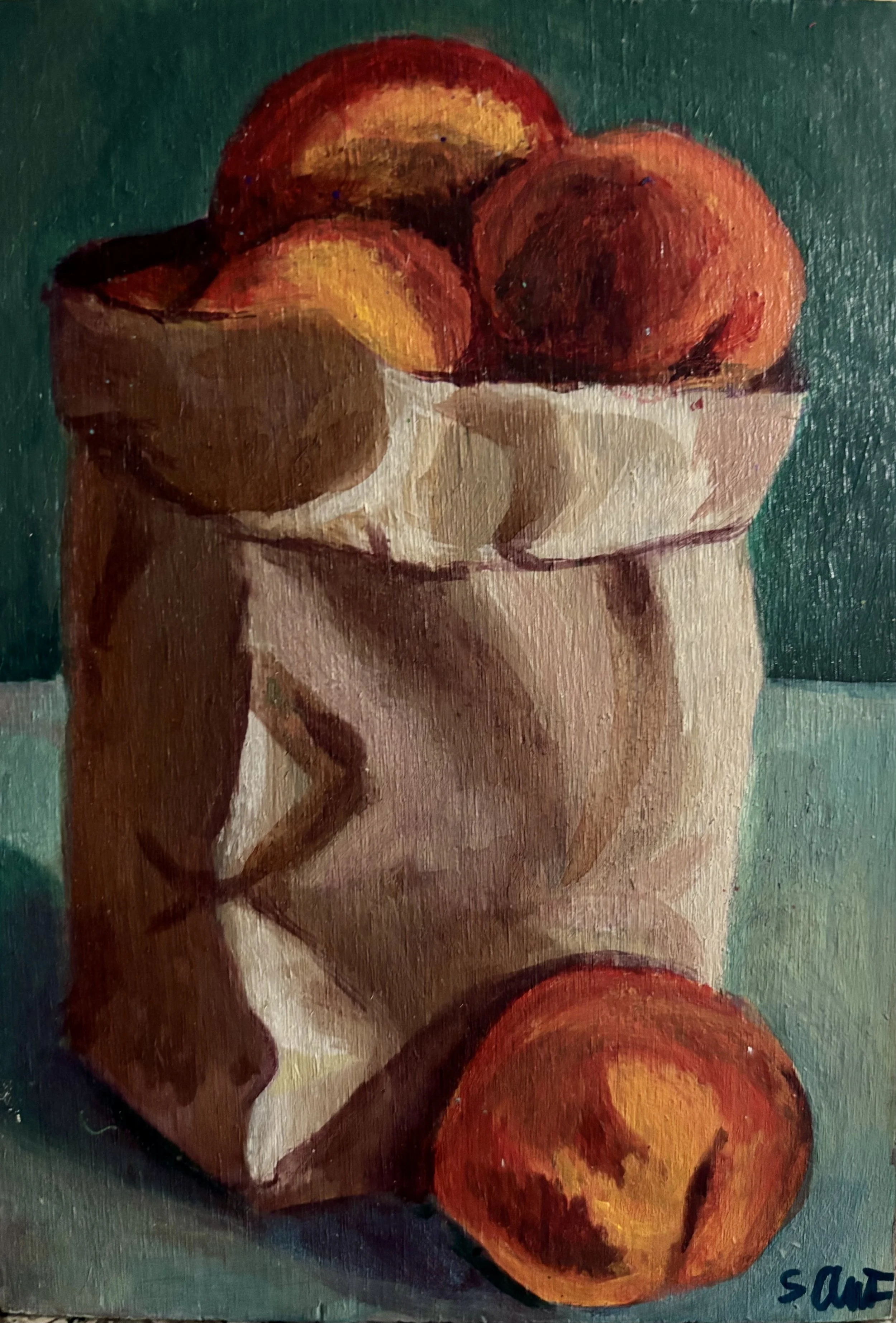 Bag of peaches, 6x8