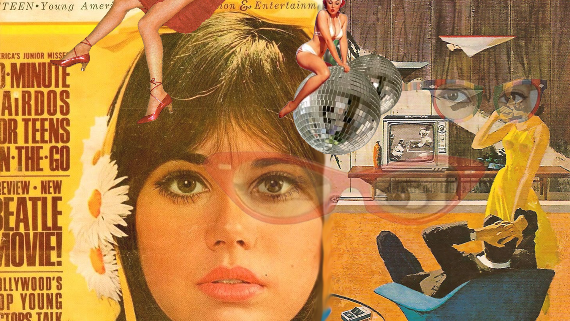Collage using manipulated magazine clippings 