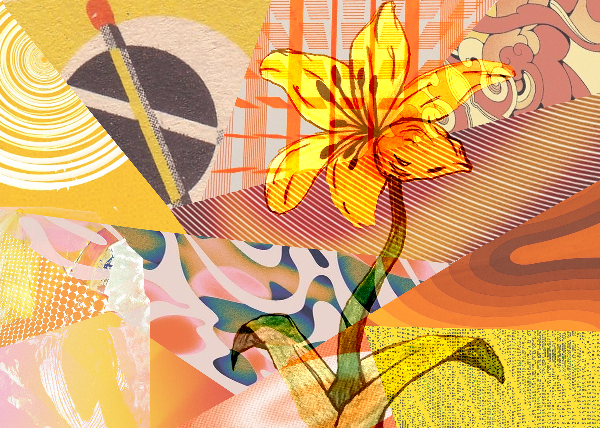 Digital collage using manipulated hand drawn elements of mine