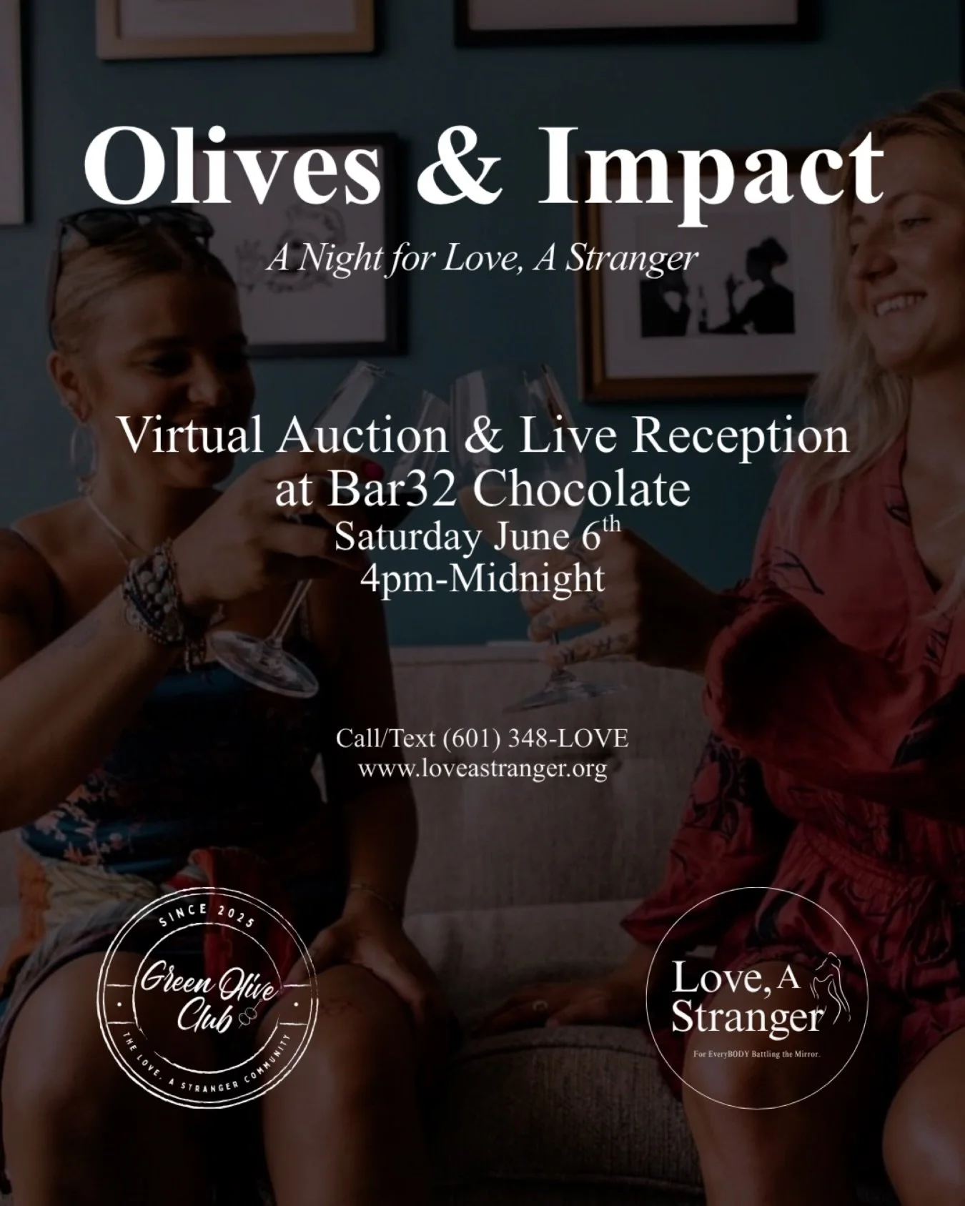 We&rsquo;re so excited to share that Love, A Stranger is hosting our first fundraiser 💌 

Olives &amp; Impact: A Night for Love, A Stranger
A virtual auction leading up to a live reception on June 6th at @bar32chocolate 

Since launching in November