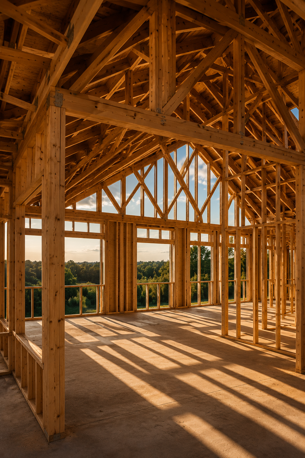 Kitchen under construction with white cabinetry and framing—interior build-out by Blue Collar Built.