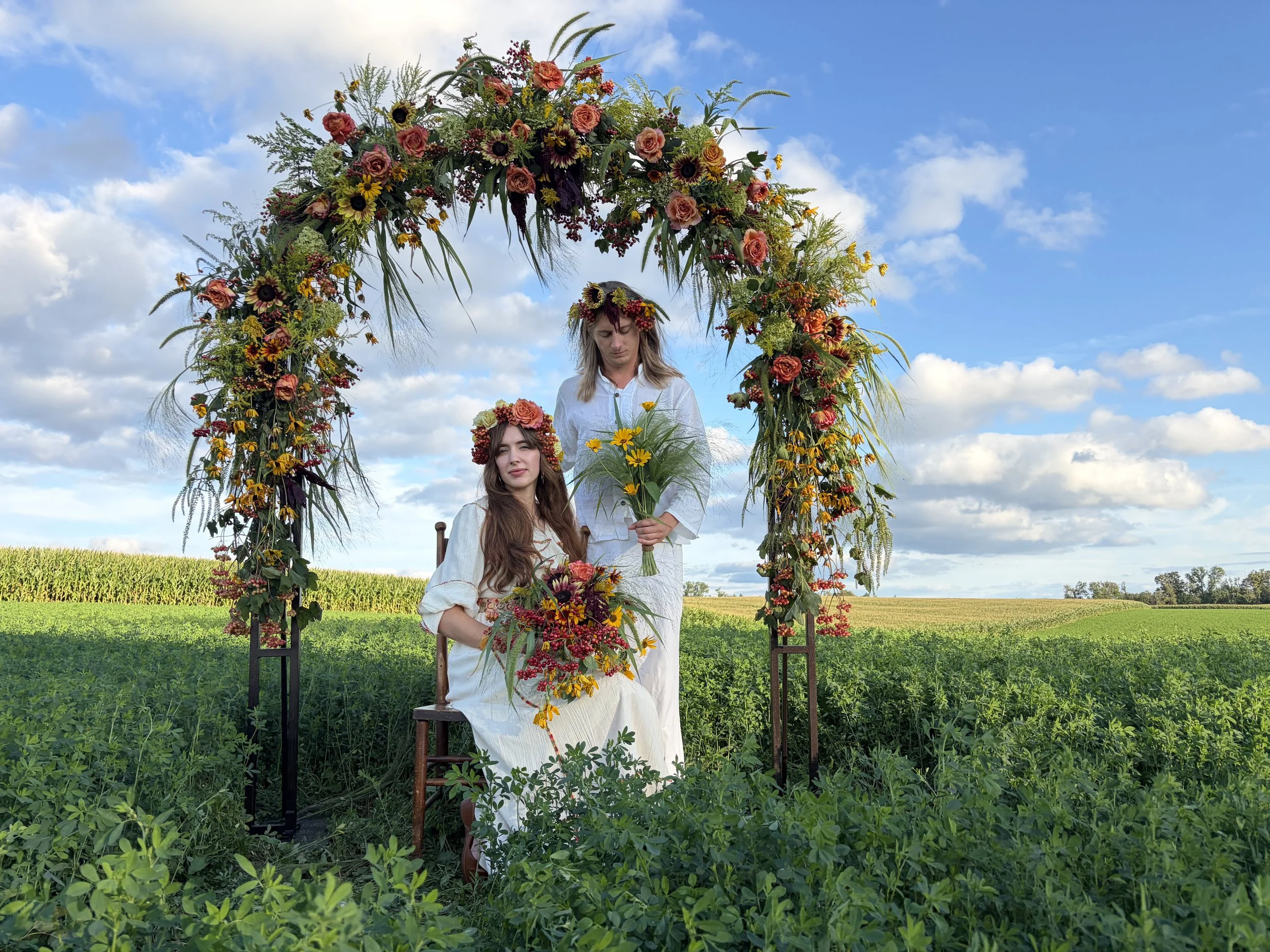 Locally grown, Southwest Wisconsin Bohemian wedding flowers