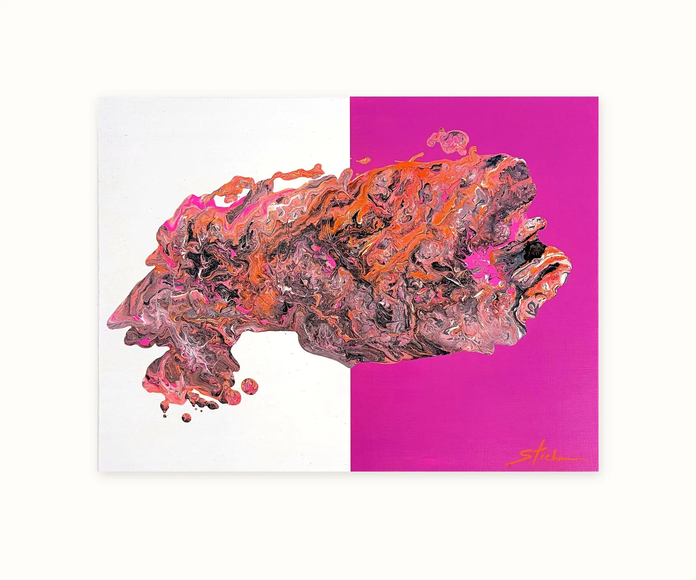 "Magma Shift" Mixed media on canvas, 18 × 24 × 0.5 in