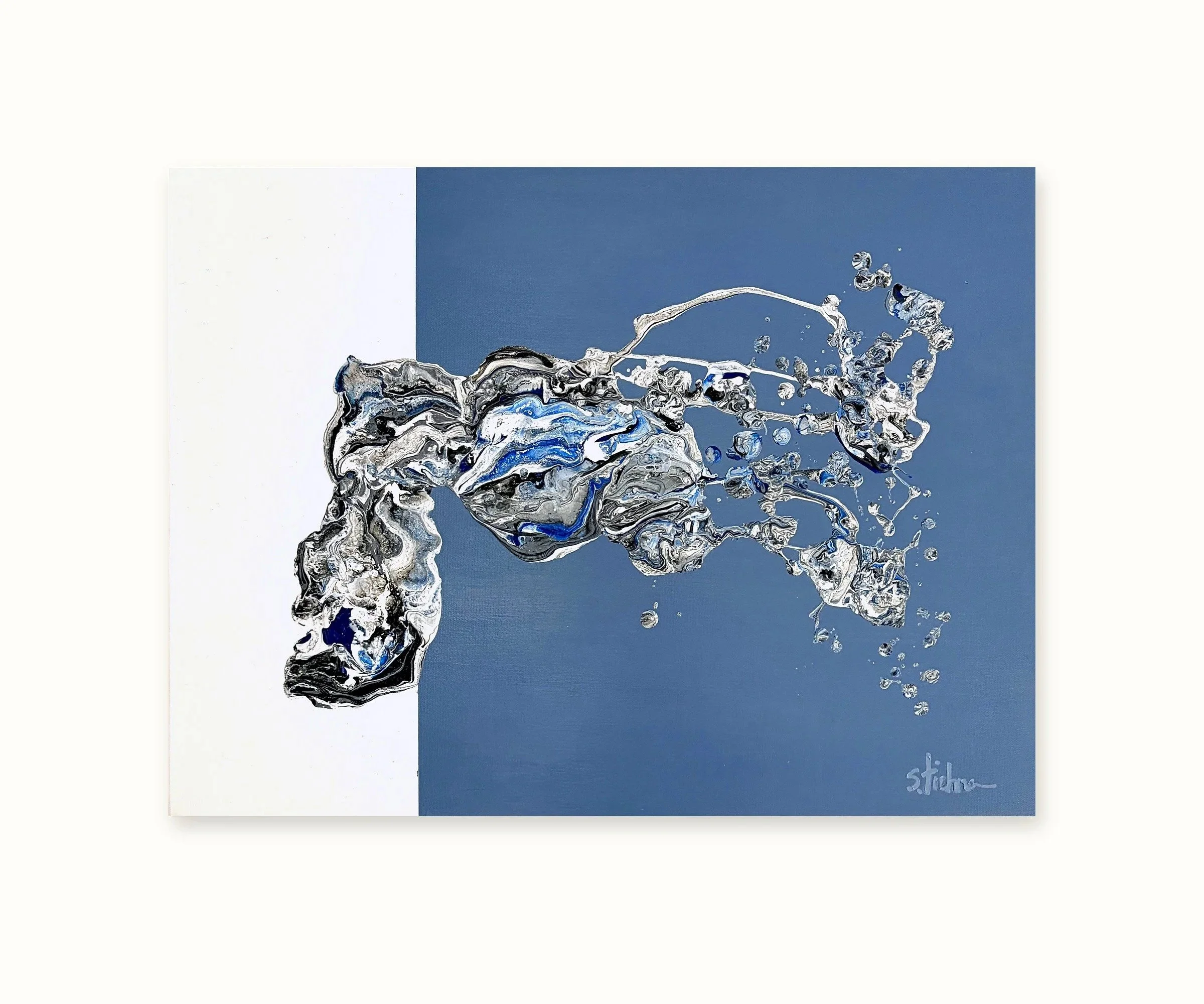 "Glacial Splash" Mixed media on canvas, 18 × 24 × 1.5 in