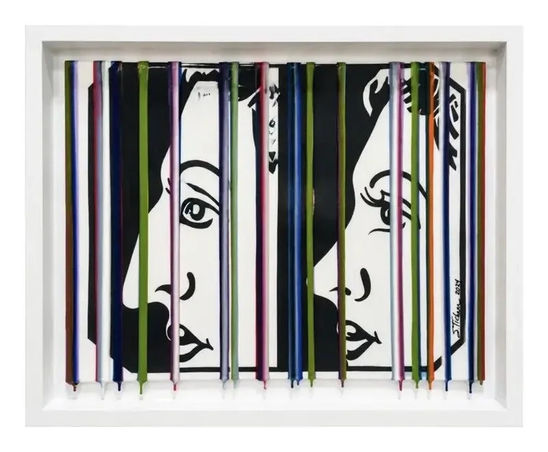 "Thank You Doctor" Mixed media, framed 22.5 × 27.5 in