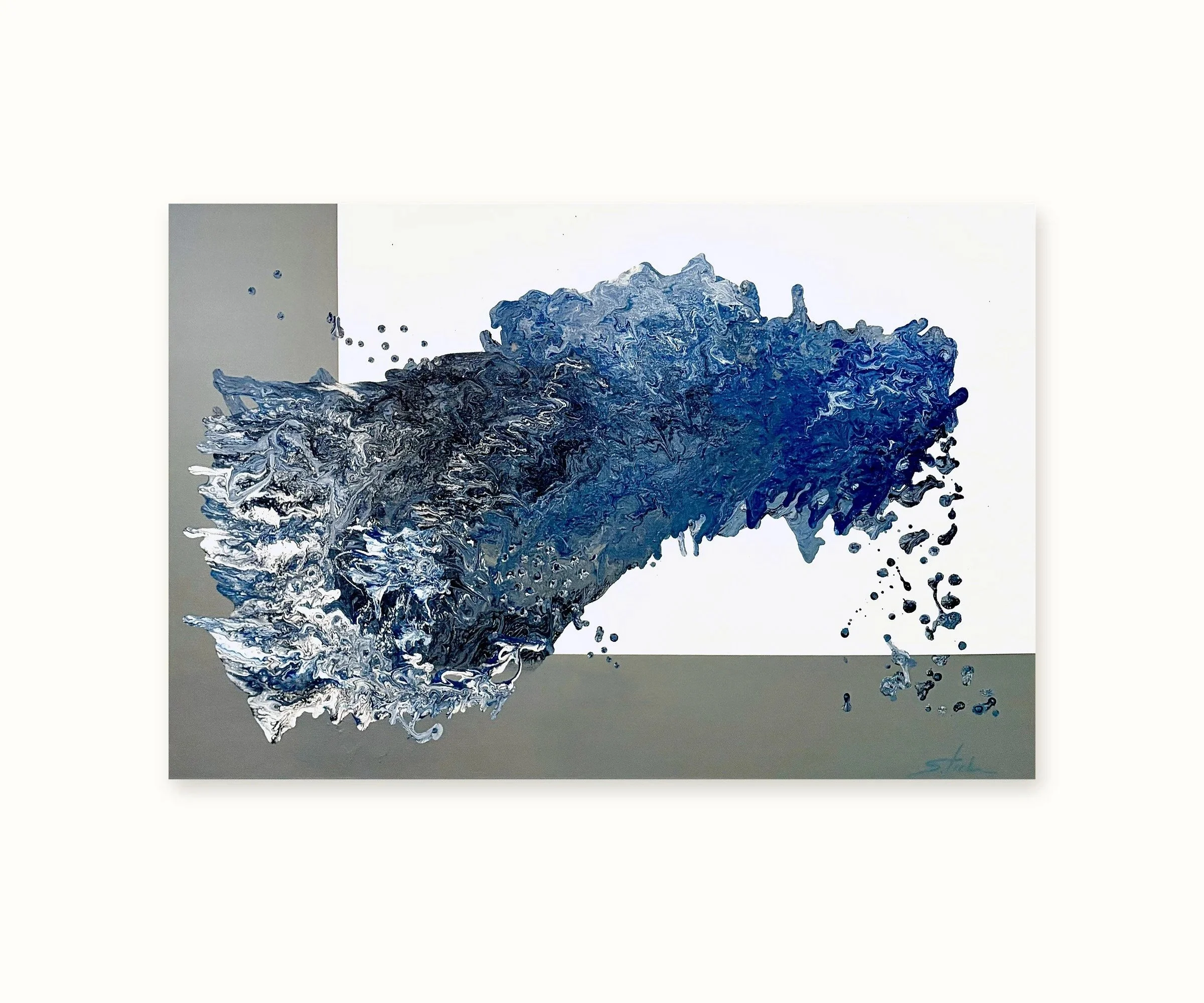 "Abyssal Drift" Mixed media on canvas, 24 × 36 × 1.5 in
