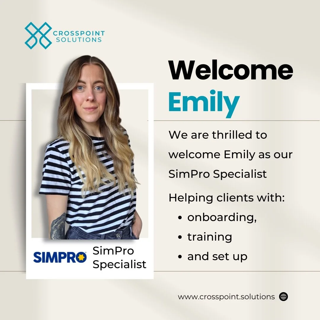 Growth brings opportunity - and more expertise for our clients

We&rsquo;re delighted to welcome Emily to CrossPoint Solutions, supporting our @simprosoftware clients with onboarding, training and setup

This means even more hands on support for busi
