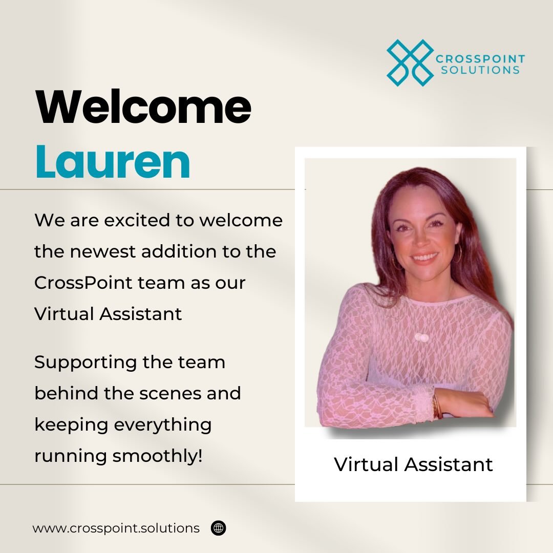We are beyond excited to officially welcome @laurenele to the CrossPoint Solutions family as our newest Virtual Assistant! 👩&zwj;💻✨ 

As CrossPoint continues to level up, we knew we needed someone powerhouse to help us manage the magic behind the s