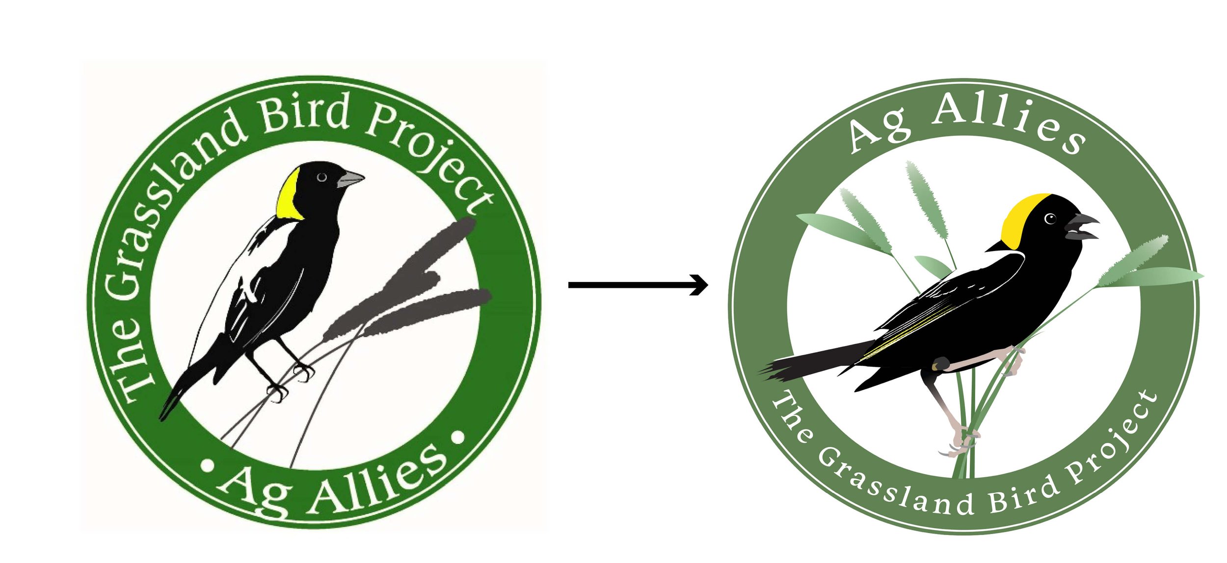 The former Ag Allies logo on the left and the newly updated logo on the right