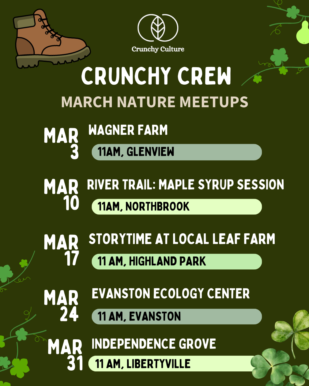 Crunchy Crew March Meetups 