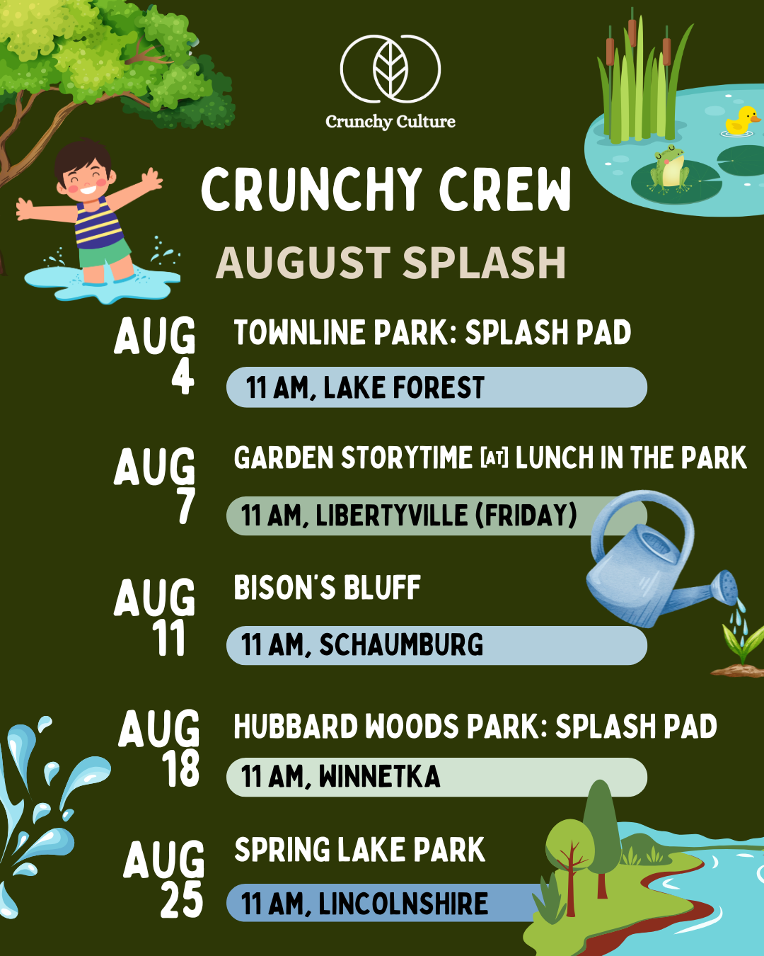 Crunchy Crew August Meetups