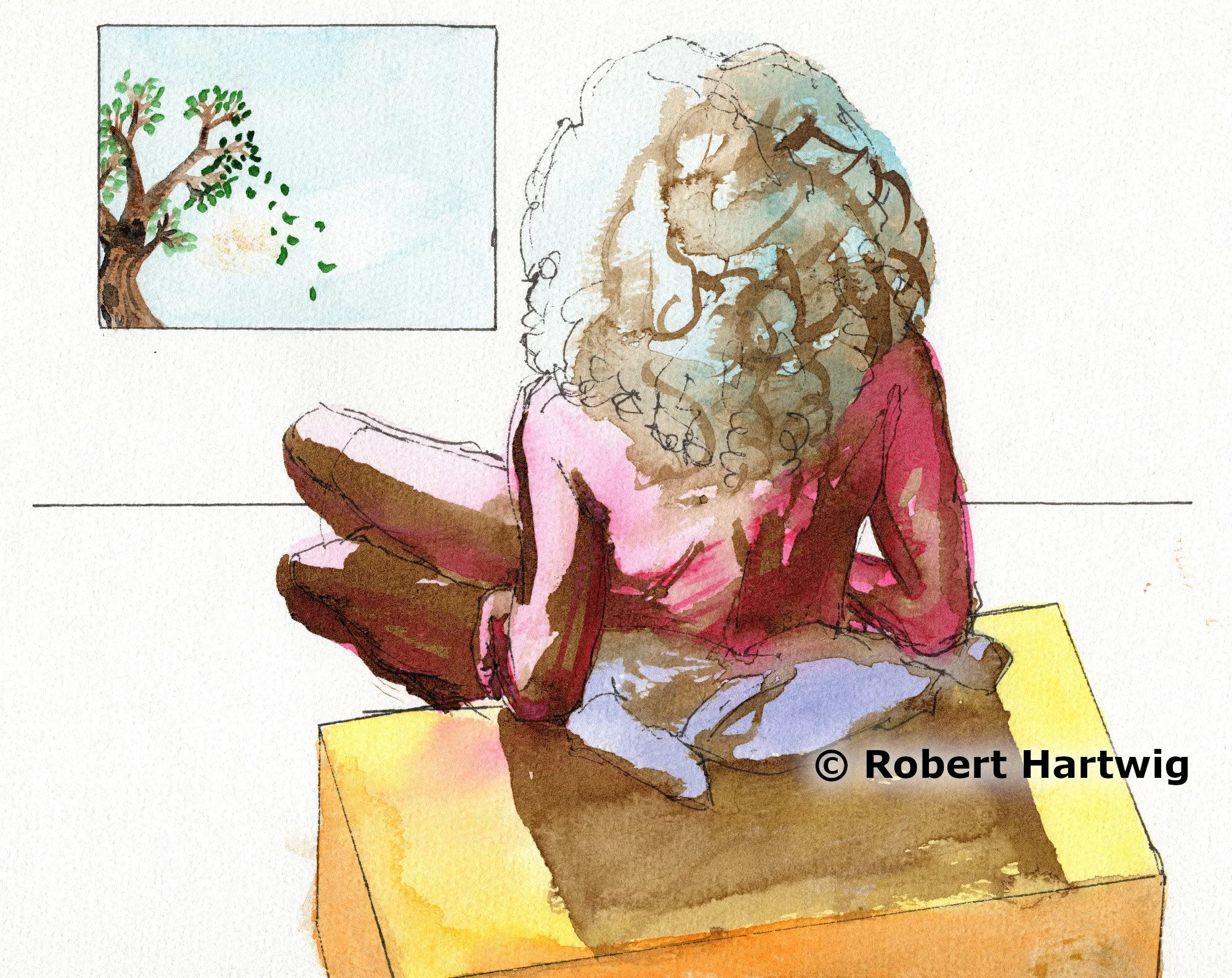 Model: HoneyBee --- Title: It'll Get Better --- Year: 2025 --- Medium: pen, acrylic ink, watercolor