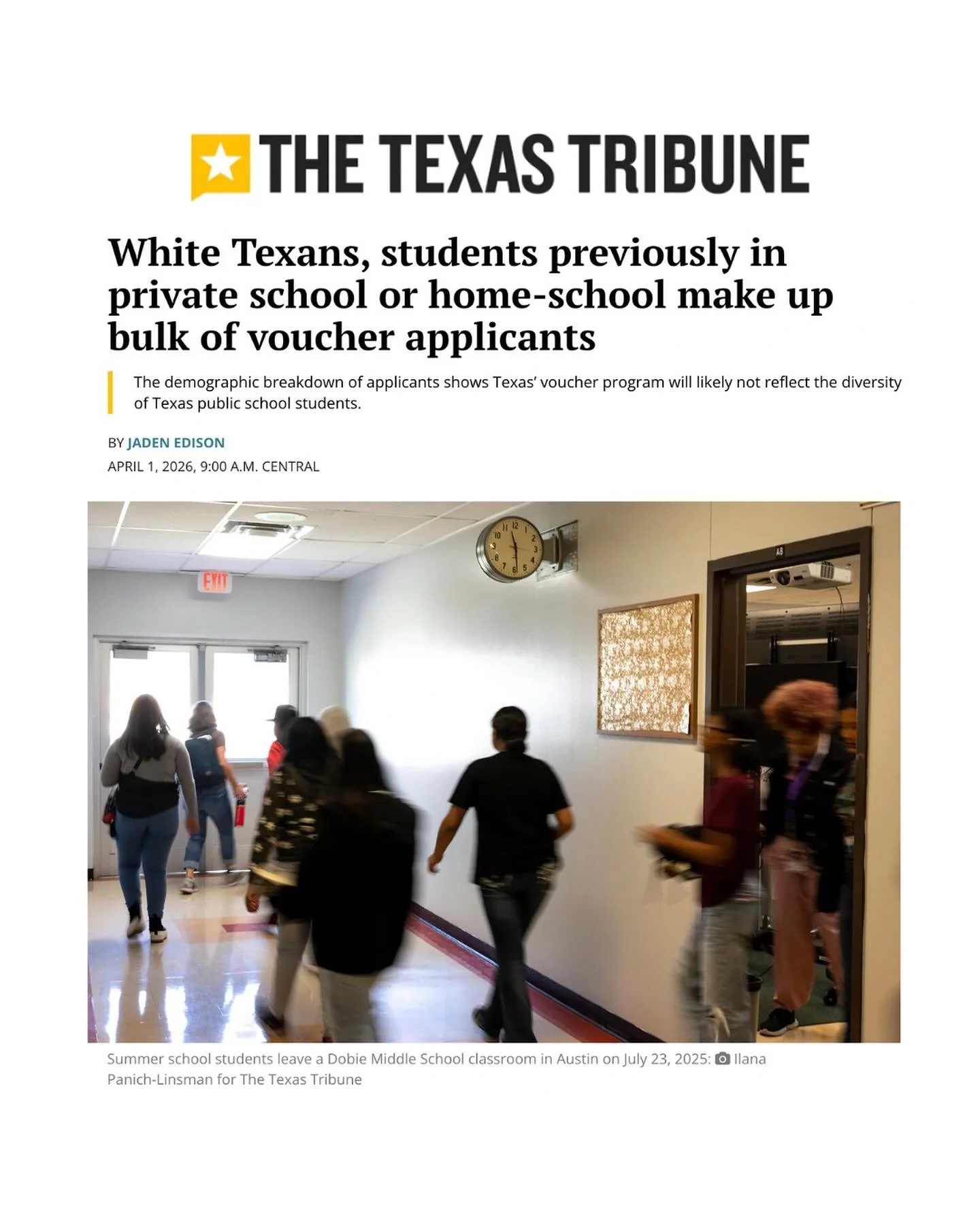 The latest data shows voucher program applicants are disproportionately from students already in private schools or home schooled, not the underserved public school students the program was pitched to help. #txlege #txed #sb2
