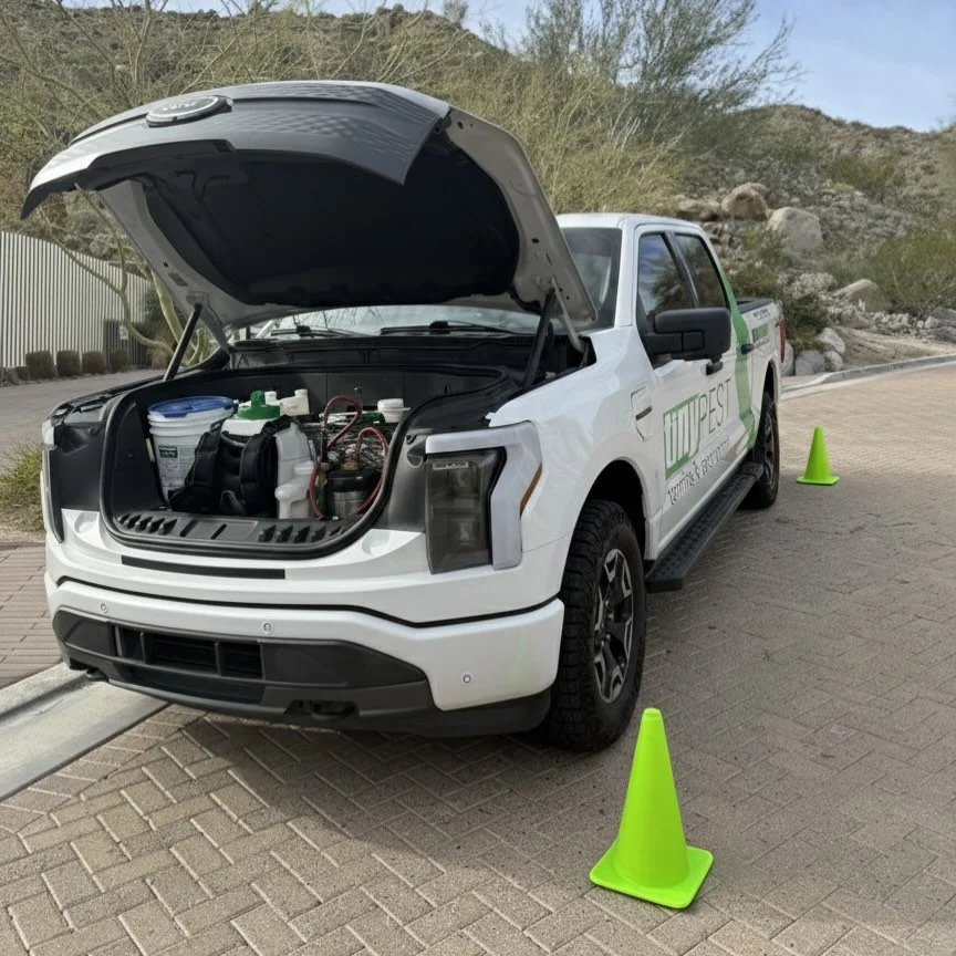 Testing out our all electric in the field&hellip; besides fuel savings we utilize the FRUNK for secure material storage 🎯 #pestcontrol #tinypest