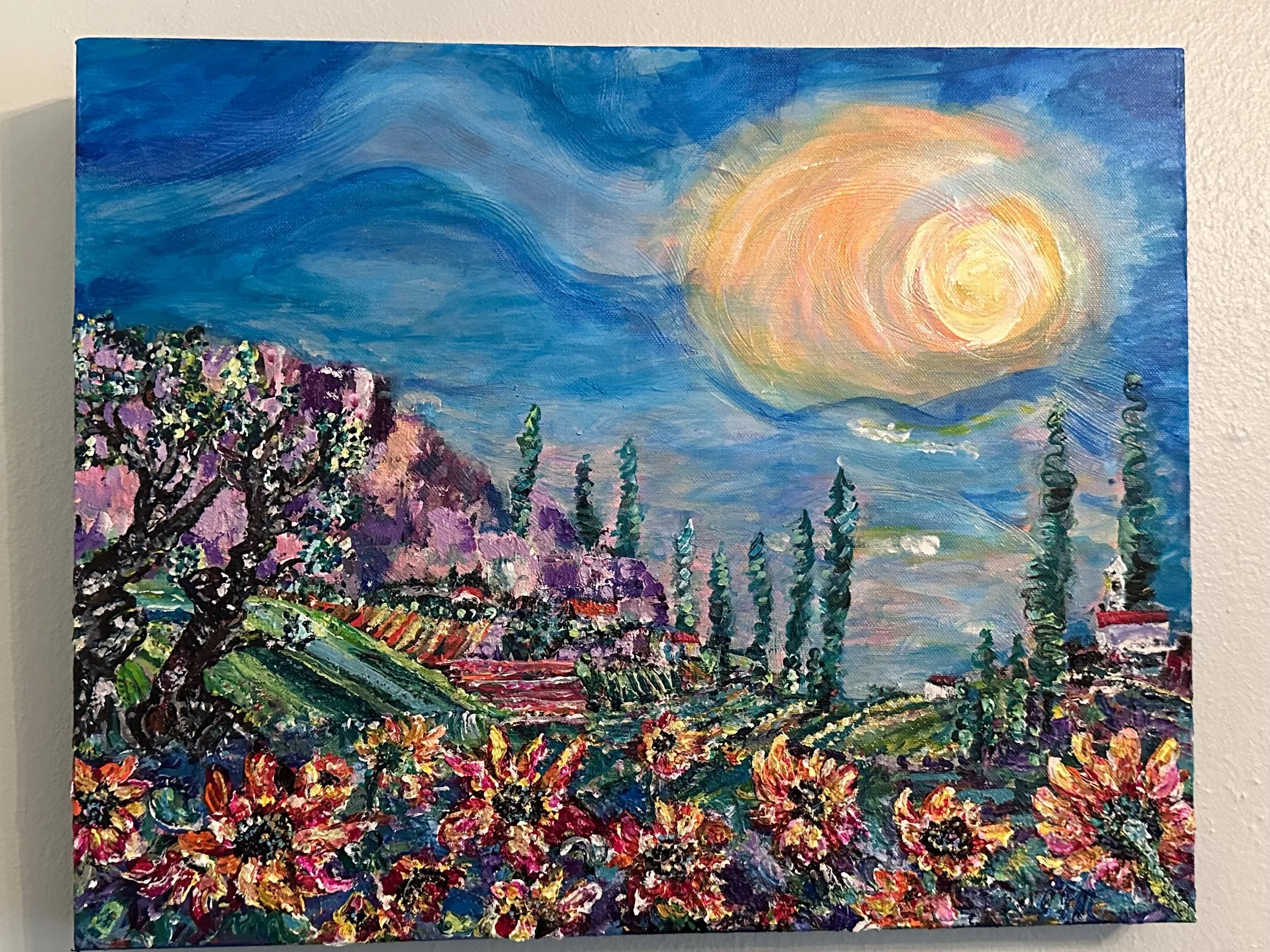 Sun Over The Hill 18"x20"