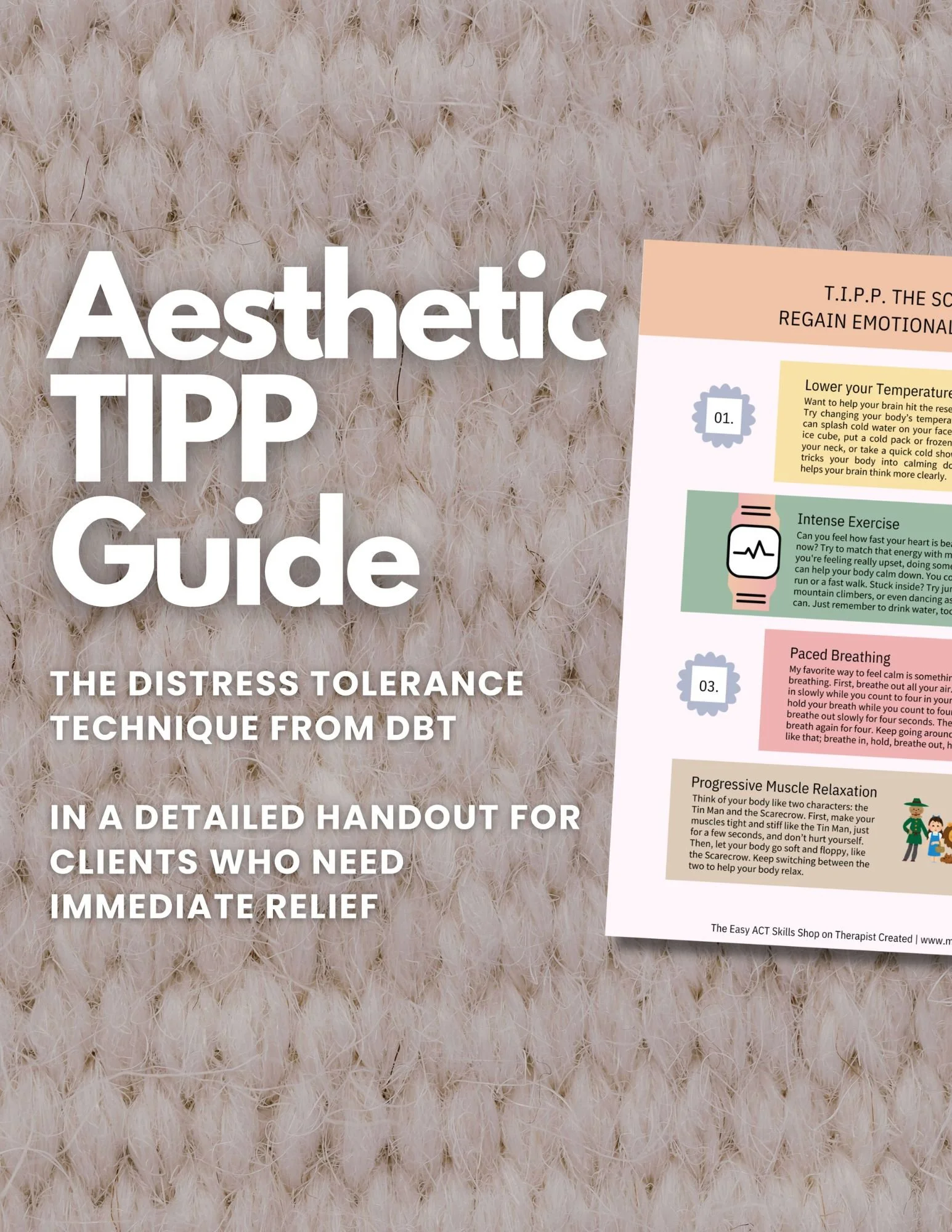 Aesthetic TIPP Guide: The Distress Tolerance Technique from DBT Client Handout