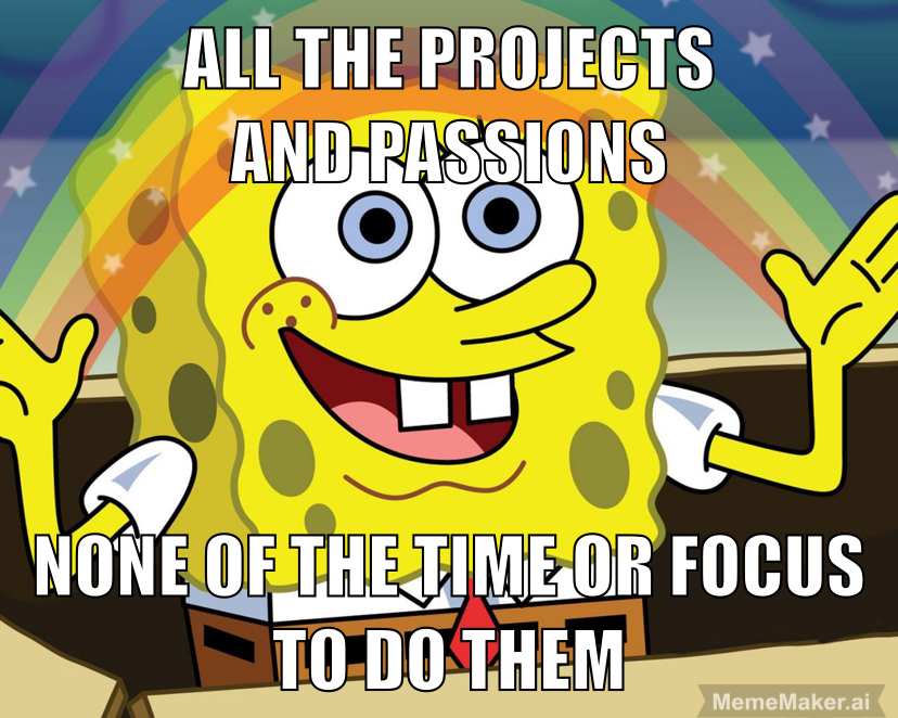 SpongeBob rainbow meme for ADHD, mocking SpongeBob executive function, spongemock neurodivergence in adults, Mental Health Nickelodeon meme for neurodivergent burnout