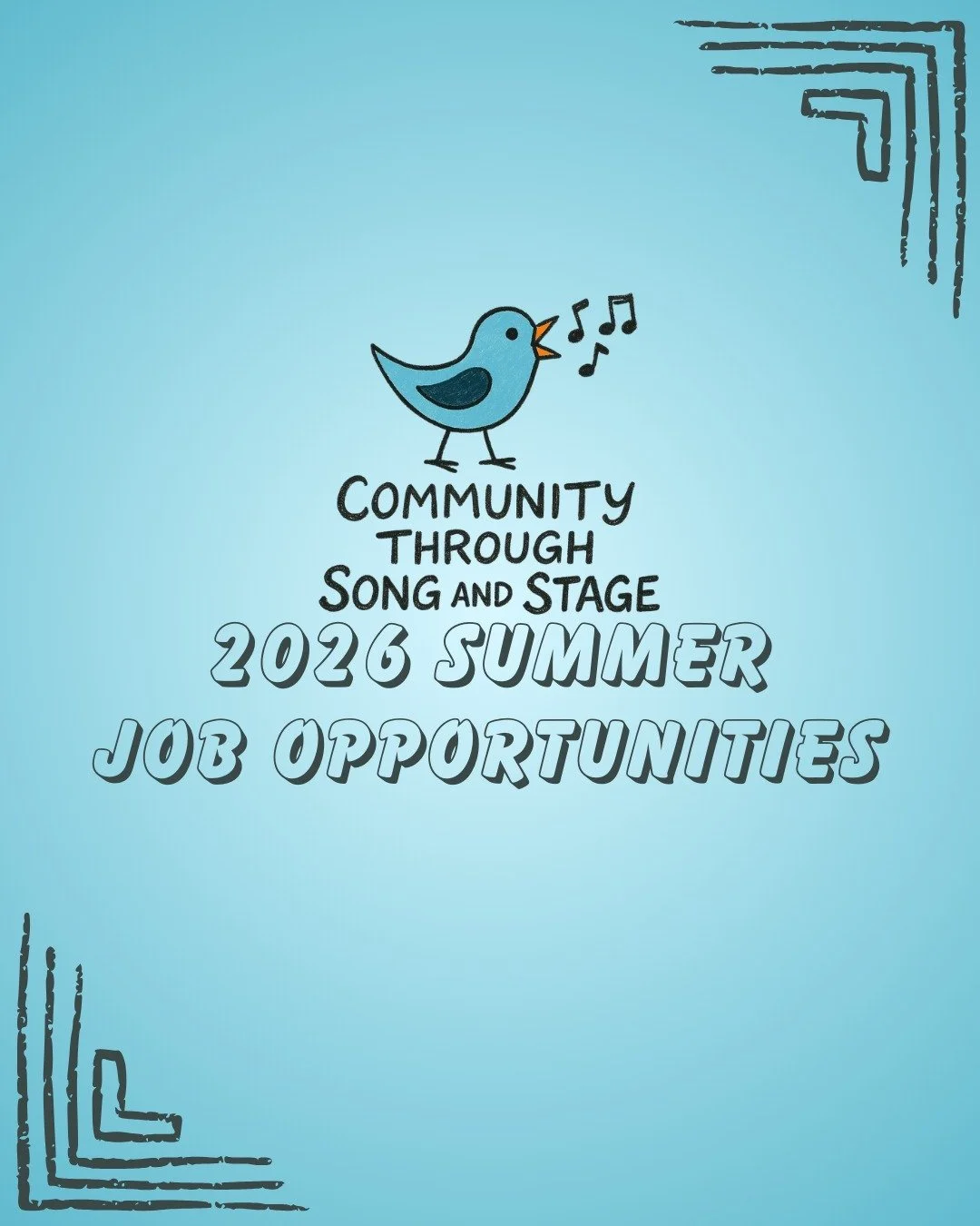 ⚡WE ARE HIRING FOR THE SUMMER!⚡

Community Through Song &amp; Stage is elated to announce the return of our mentorship program for the third Summer in a row. We are also looking for creative professionals to fill in our production teams for the durat