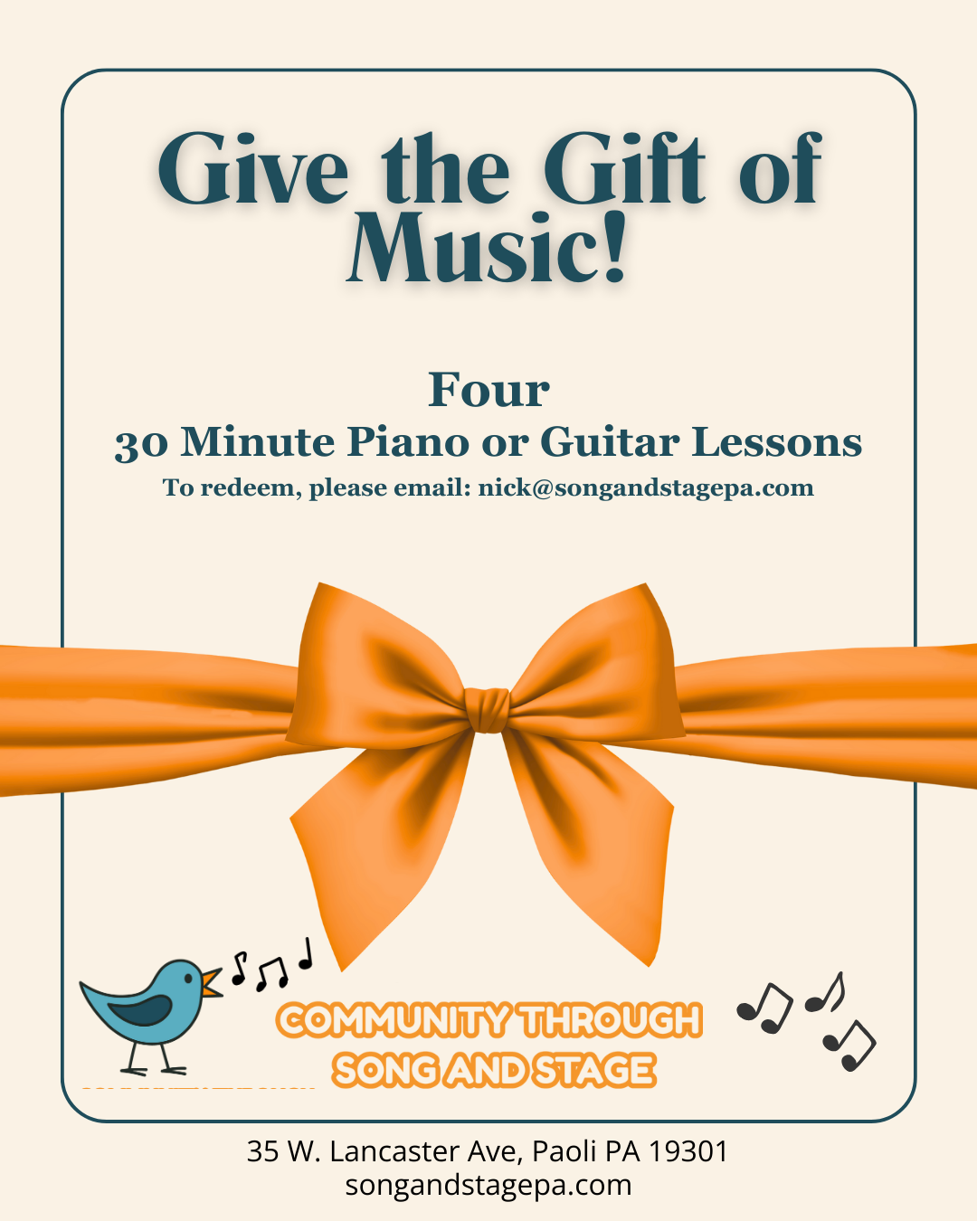 30 Minute Piano or Guitar (4 Lessons)
