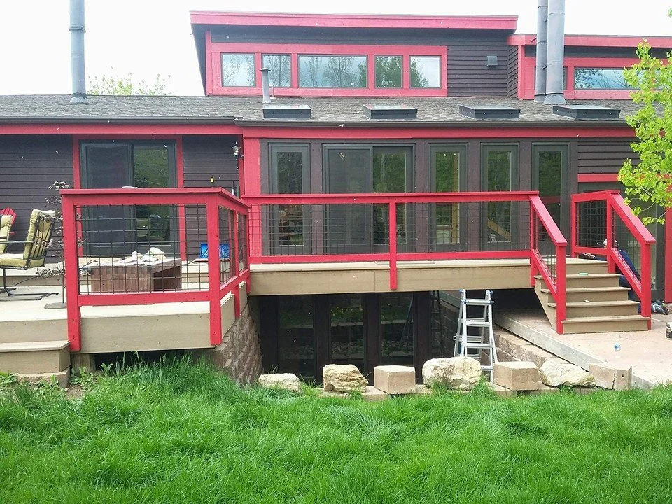 Painted deck railings and house facsia