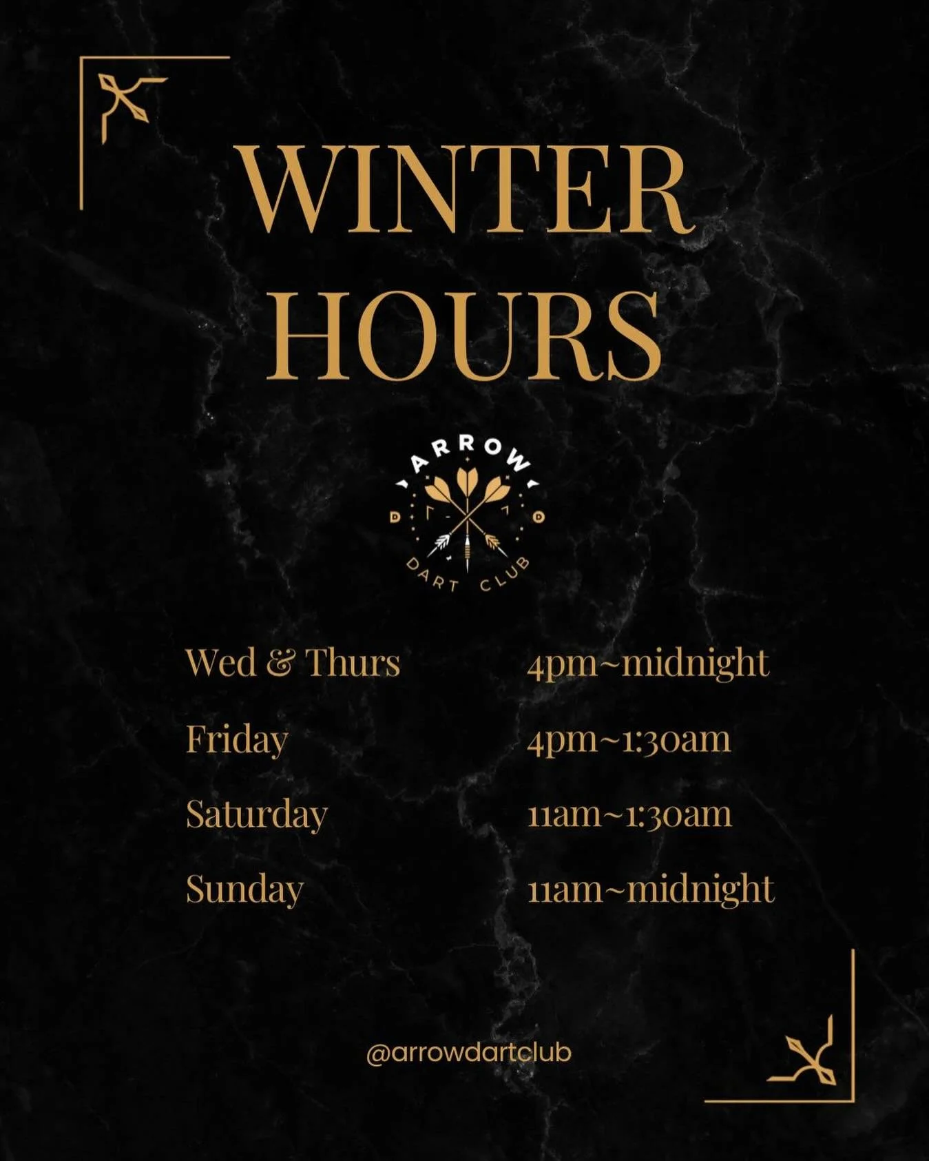 New Year, new hours 🎯Arrow Dart Club will be closed on Mondays &amp; Tuesdays for the winter. Open today until midnight 

#kansascity #kceats #kcevents