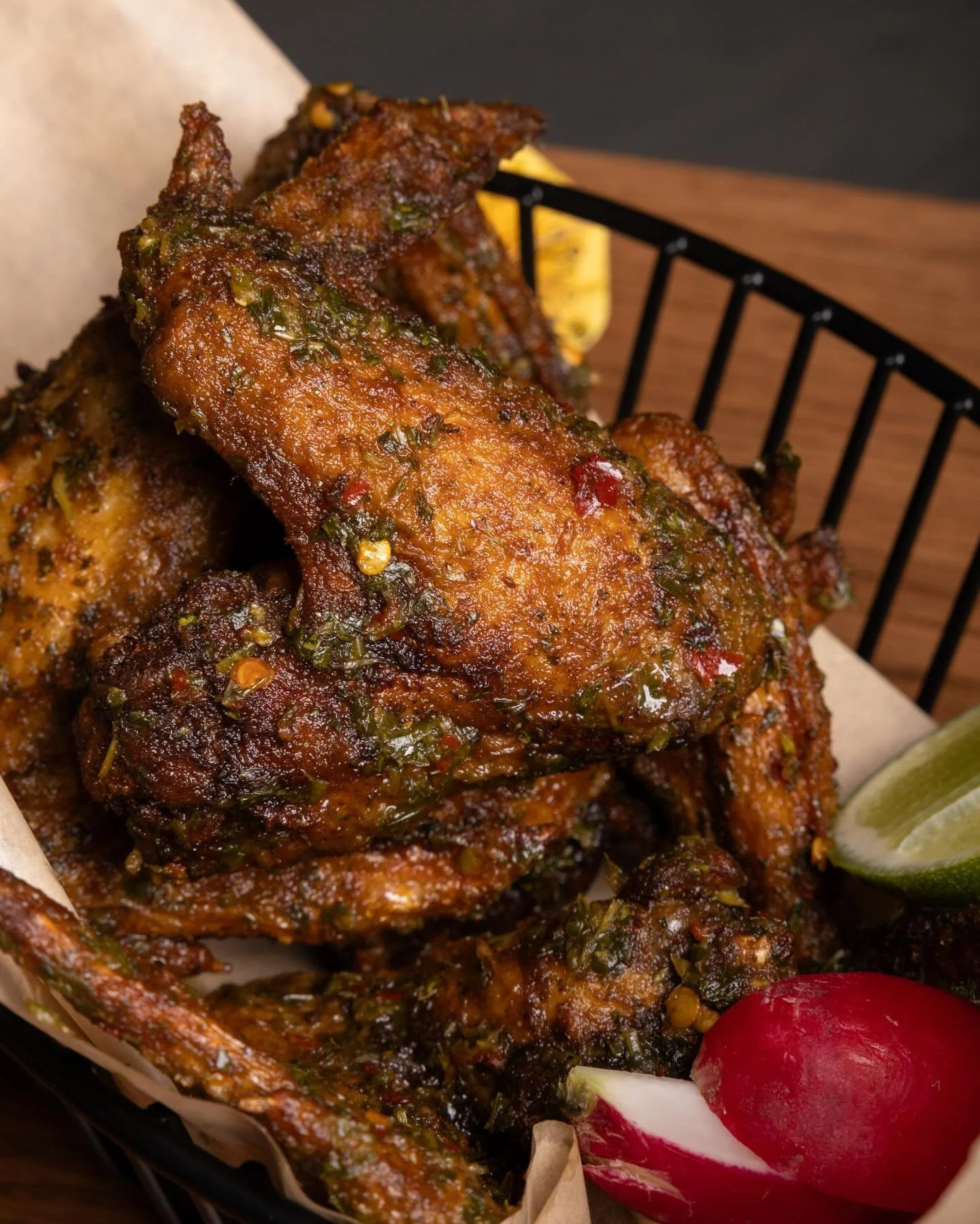 We&rsquo;ve got wings 🍗 THAI CHIMICHURRI with cilantro, Thai basil, garlic, chiles, &amp; lime. 

#kcfoodie #kceats #eatlocalkc