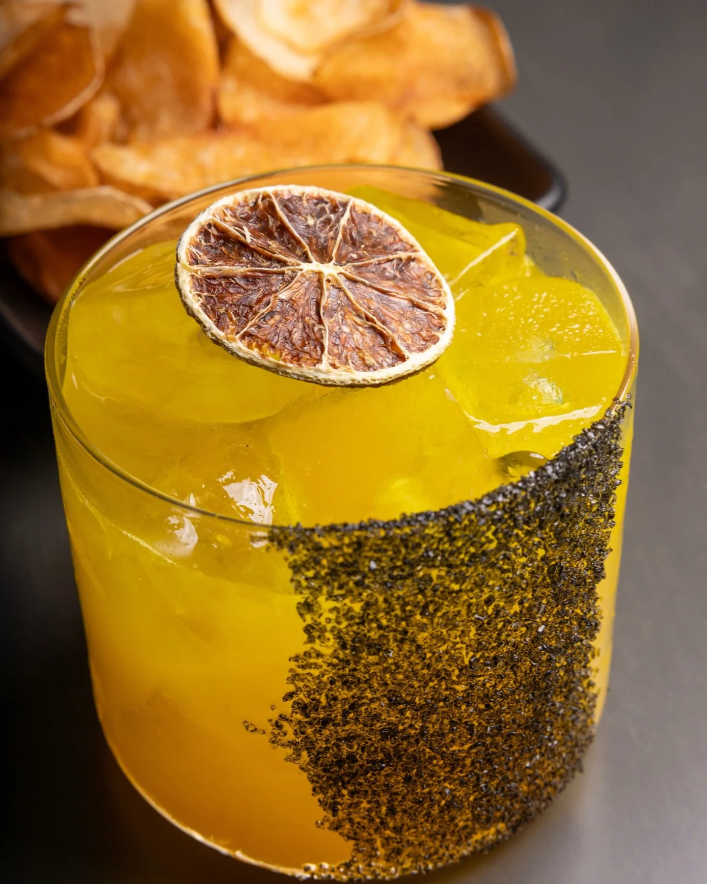 The weekend isn&rsquo;t over yet! 201 &amp; Done ~ tequila, dry curacao, tumeric, agave, lime, Hawaiian black lava salt 🍋&zwj;🟩

#kansascity #kcdrinks #kcevents