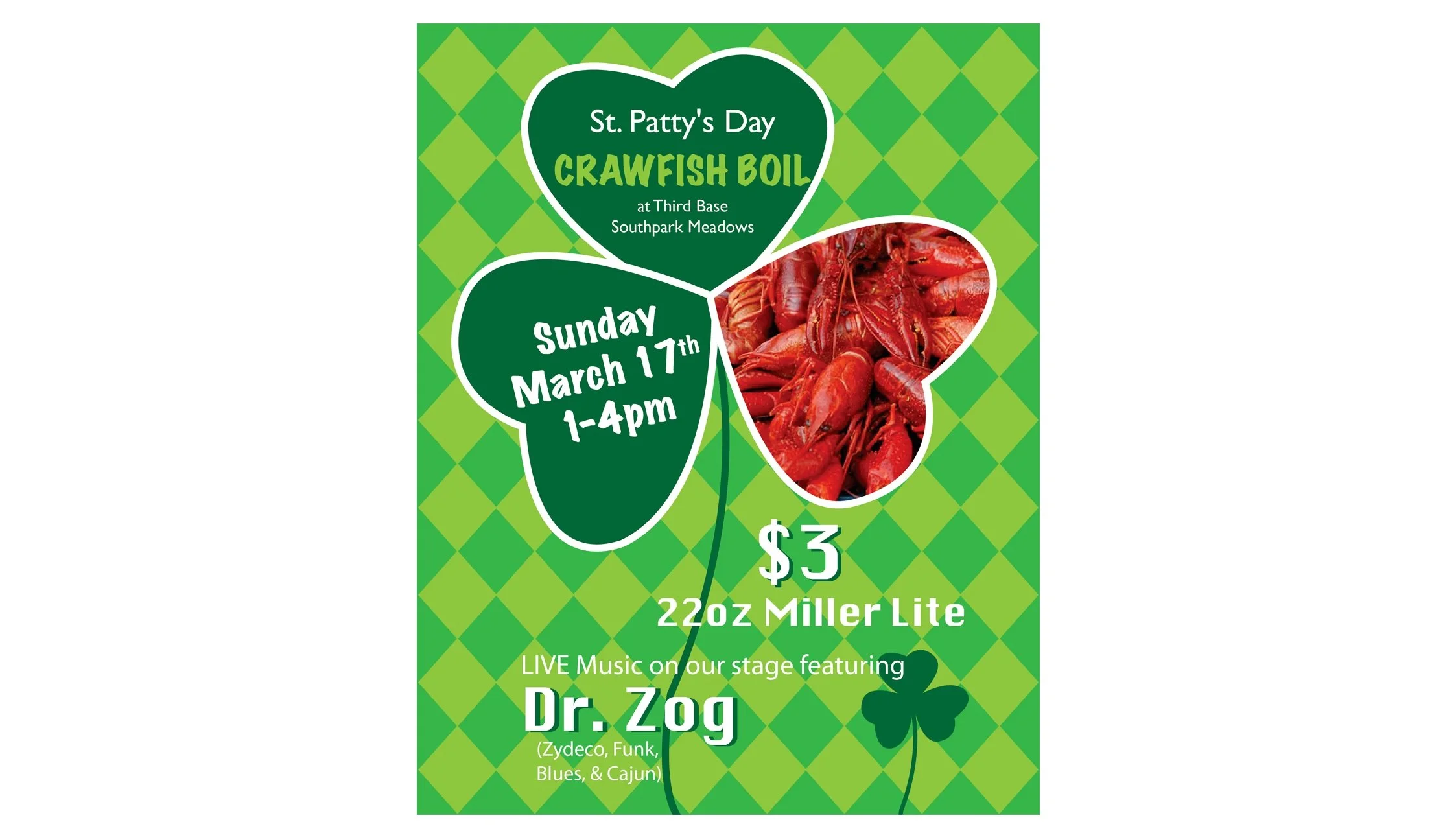 ST PATTY'S DAY MARKETING POSTER: THIRD BASE SPORTS BAR