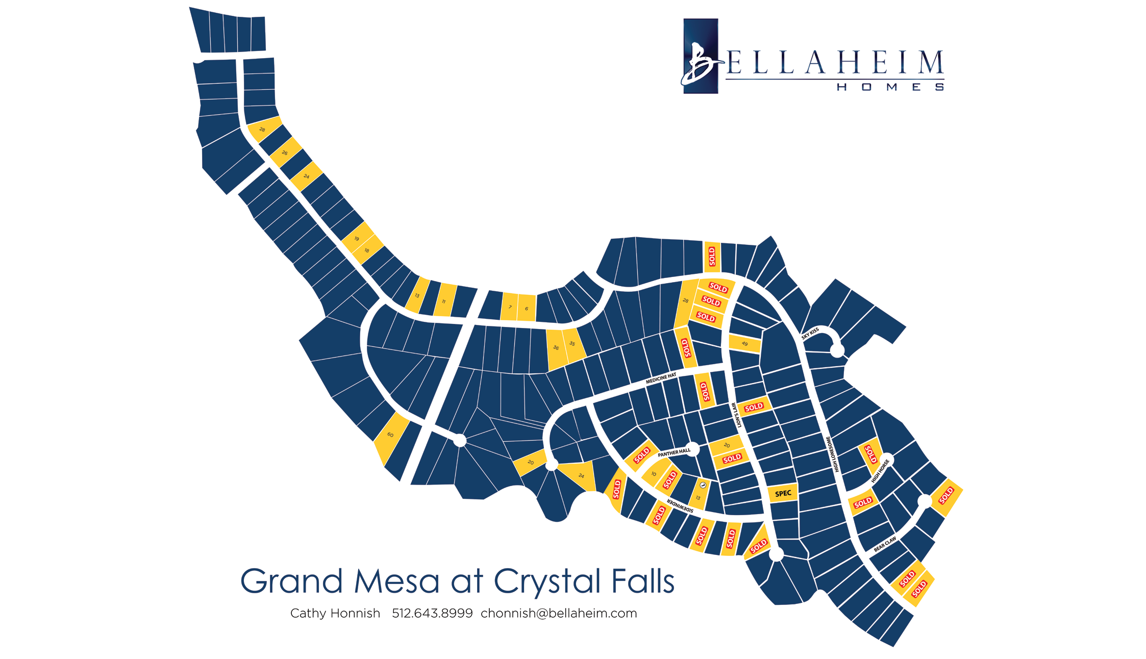Detailed plot map for Bellaheim Homes in Crystal Falls Community