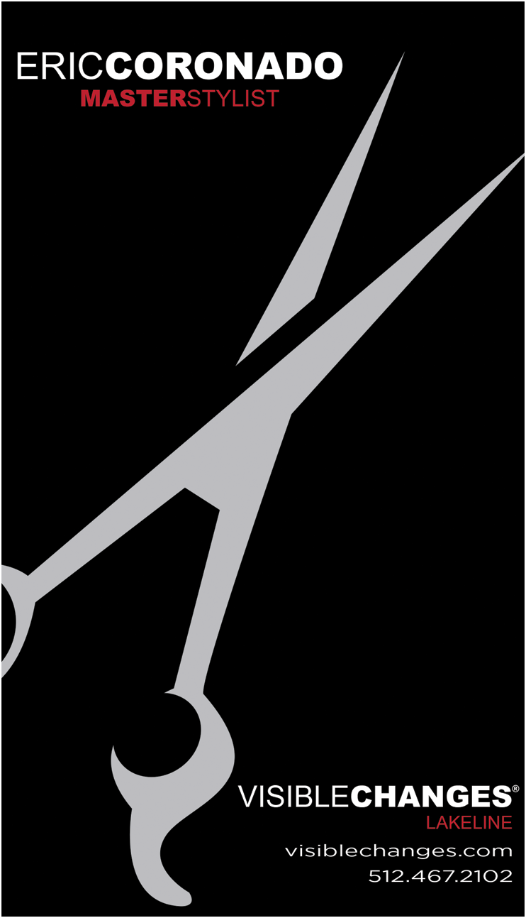 Business card for top ranked stylist at Visible Changes Salon