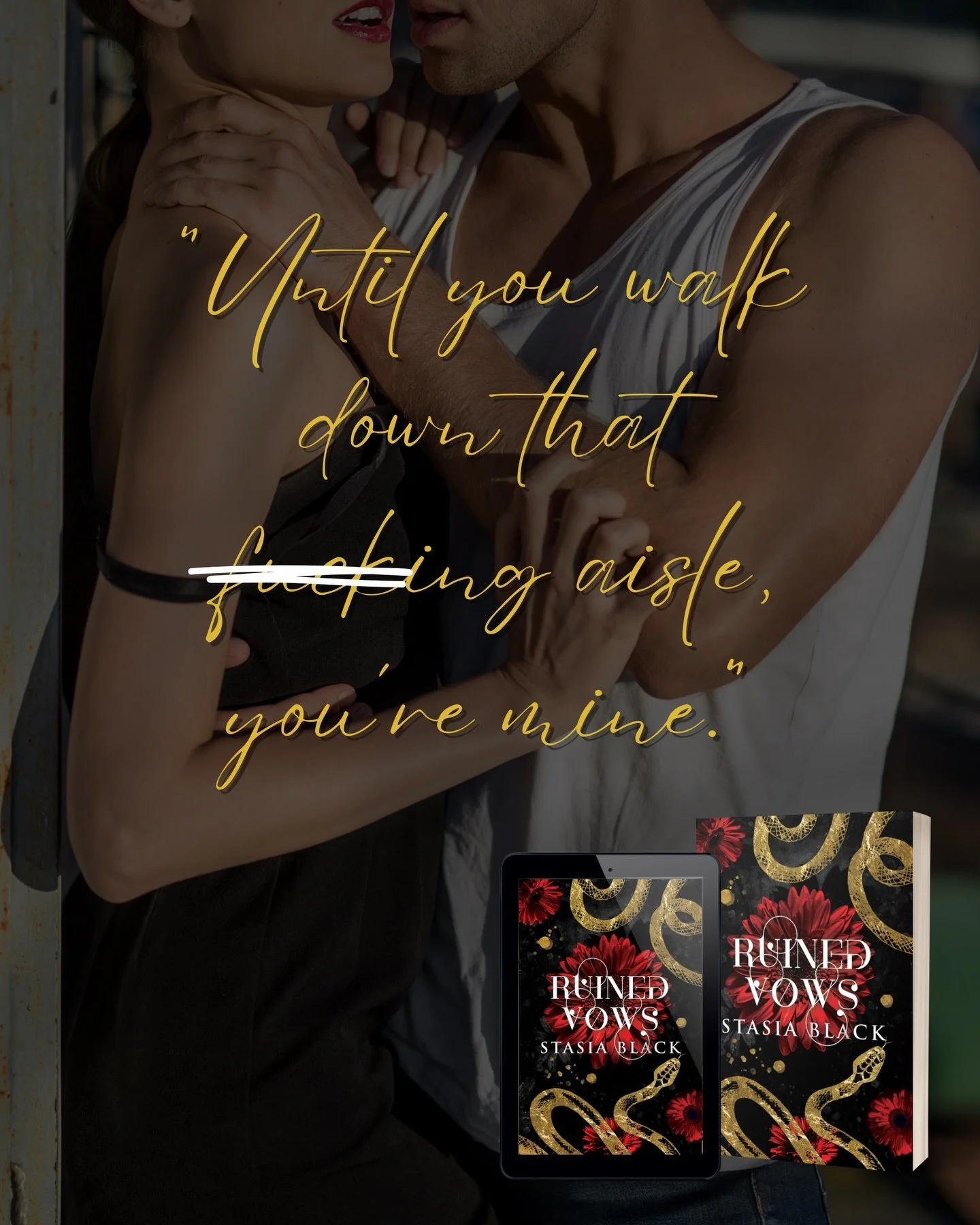 Ruined Vows is on Kindle Unlimited! 💋

🖤 Dark romance 
🖤 Age gap
🖤 Enemies to lovers
🖤 Opposites attract
🖤 Bodyguard x Heiress
🖤 Only one bed
🖤 Engaged to the wrong person

#darkromance #stasiablack #bodyguardromance enemies to lovers, romanc