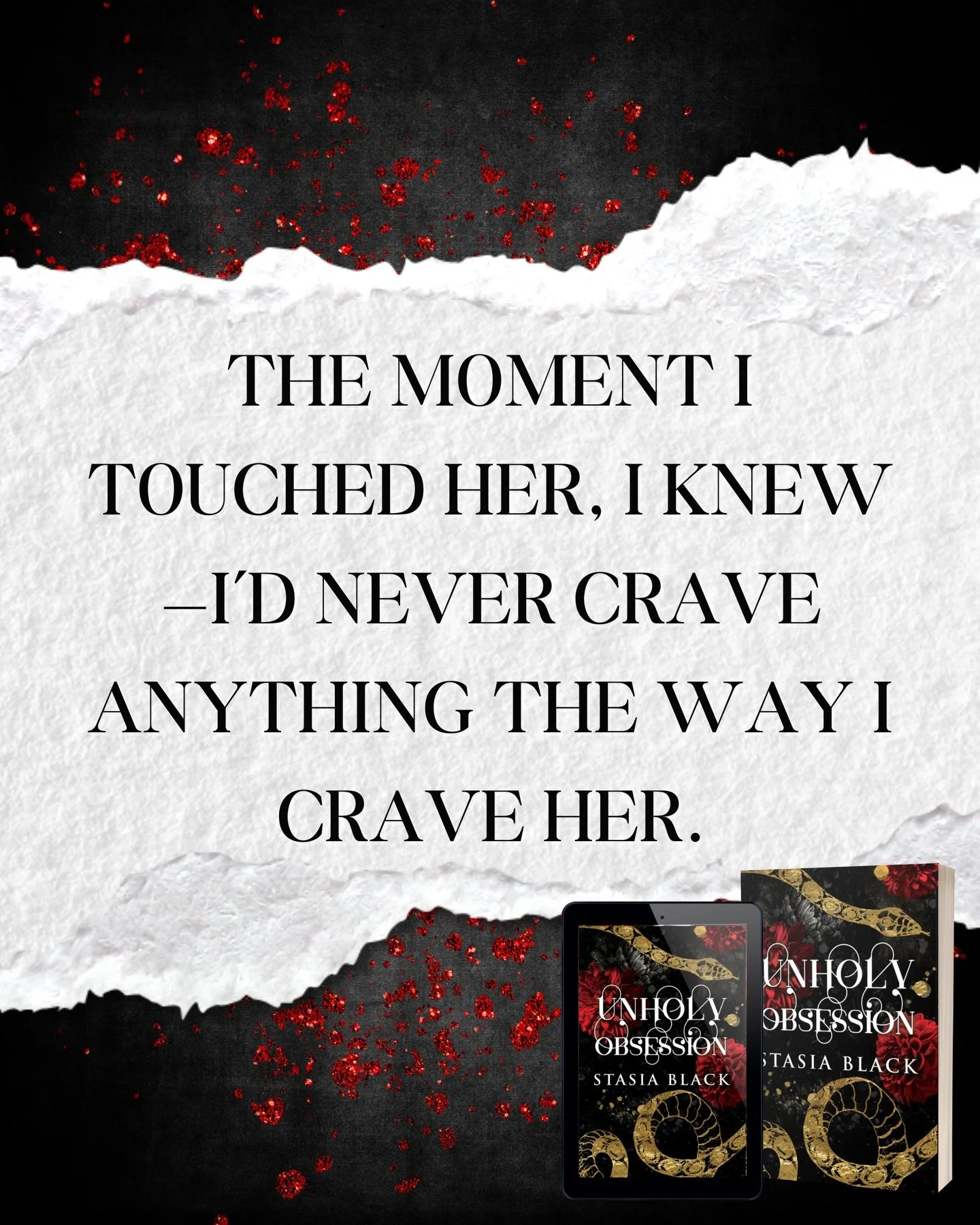 The moment I touched her, I knew&mdash;I&rsquo;d never crave anything the way I crave her.

Unholy Obsession is a dark priest romance, read it today on Kindle Unlimited or grab the audiobook! 🤭💋

#priestromance #fobiddenromance 
#darkromance stasia