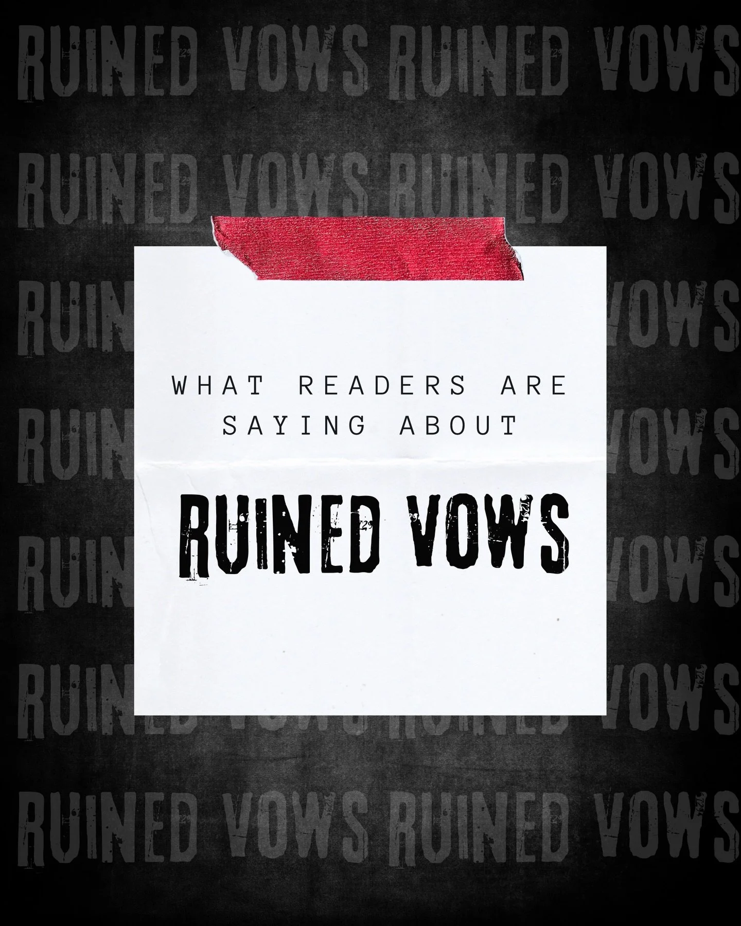 What readers are saying about Ruined Vows! 💋

Read Ruined Vows today, out on kindle unlimited, paperback, and audiobook:

🖤 Dark romance 
🖤 Age gap
🖤 Enemies to lovers
🖤 Opposites attract
🖤 Bodyguard x Heiress
🖤 Only one bed
🖤 Engaged to the 