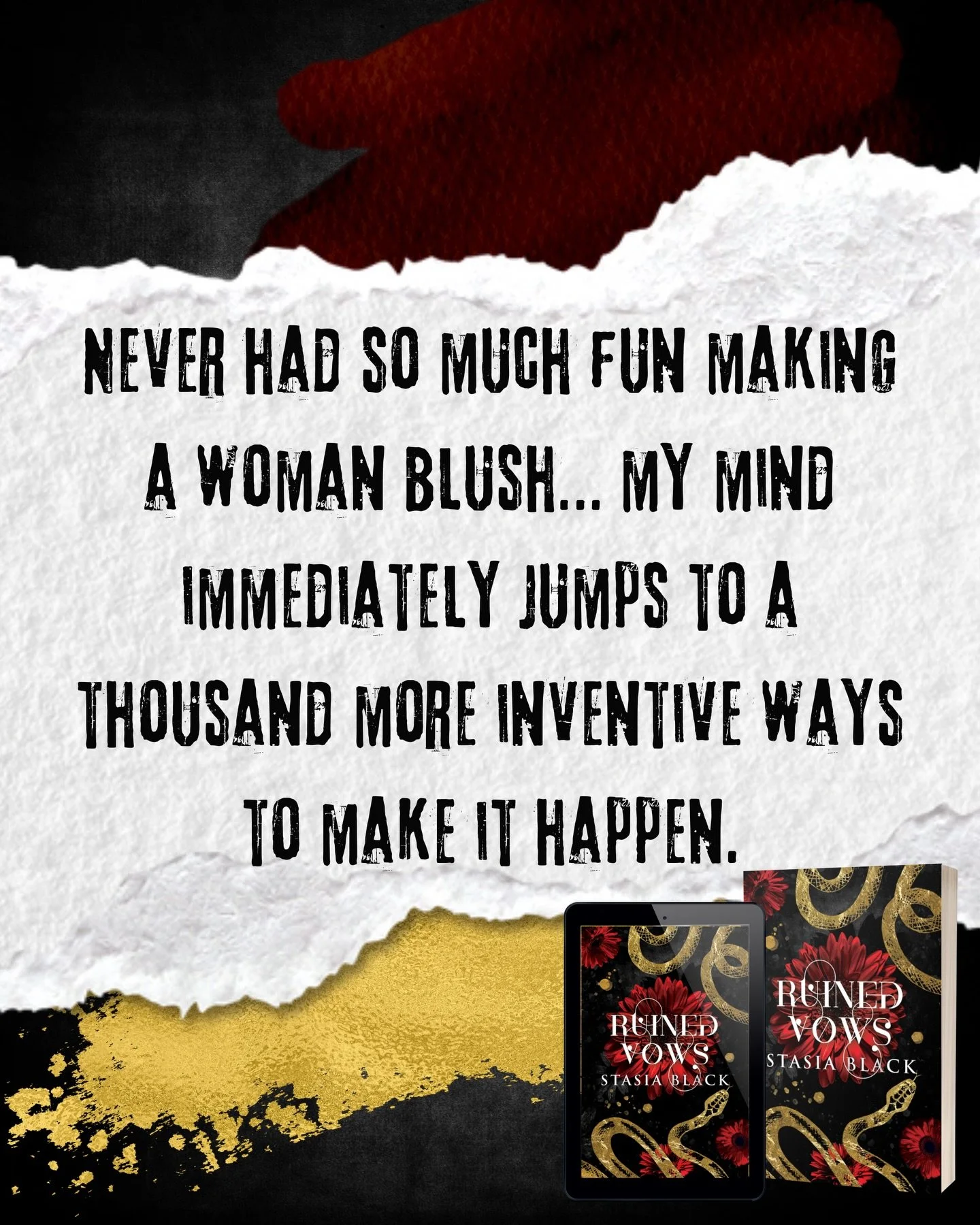 Never had so much fun making a woman blush&hellip;

Ruined Vows is on Kindle Unlimited! 💋

🖤 Dark romance 
🖤 Age gap
🖤 Enemies to lovers
🖤 Opposites attract
🖤 Bodyguard x Heiress
🖤 Only one bed
🖤 Engaged to the wrong person

#darkromance #sta