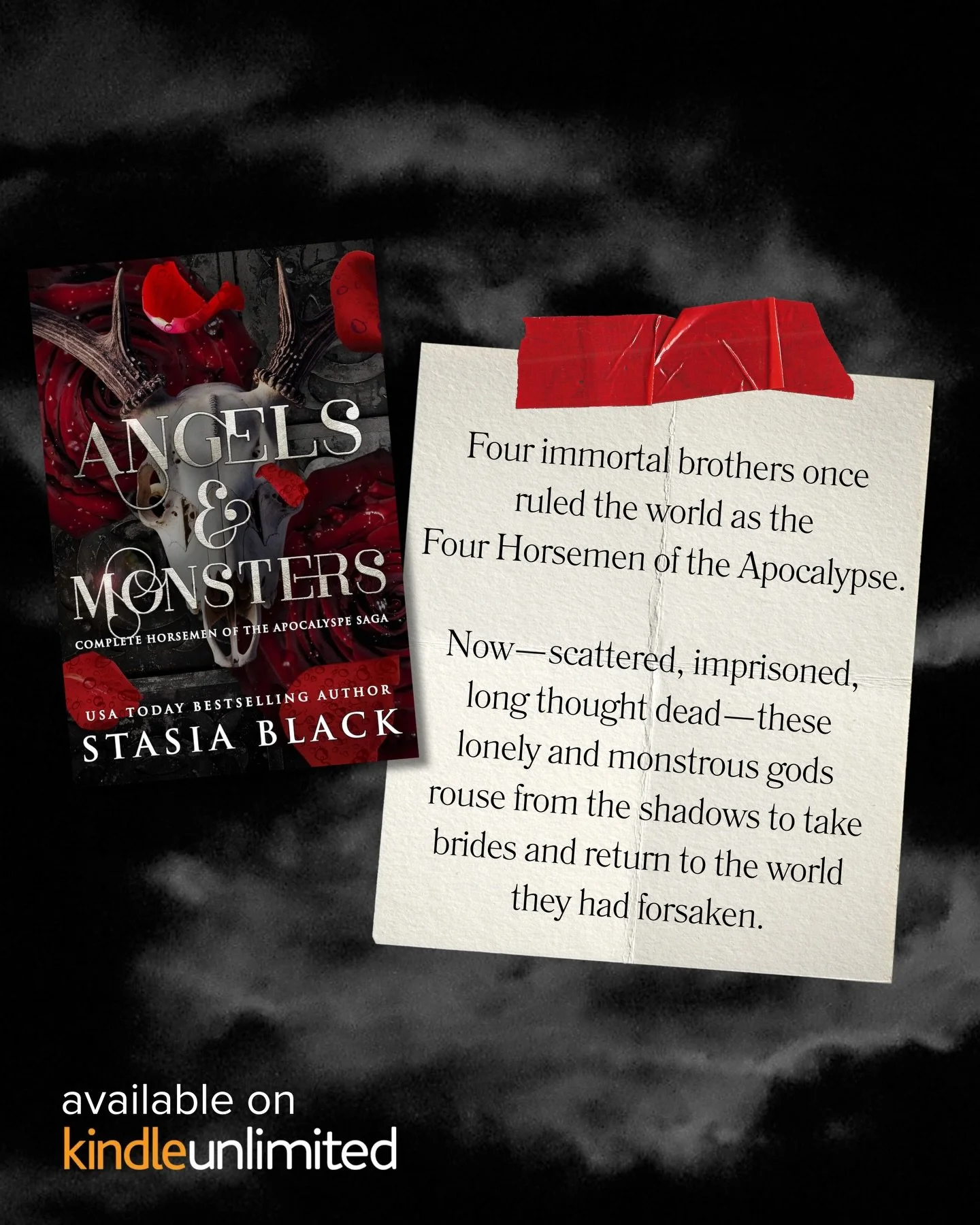 Four immortal brothers once ruled the world as the Four Horsemen of the Apocalypse.

Now&mdash;scattered, imprisoned, long thought dead&mdash;these lonely and monstrous gods rouse from the shadows to take brides and return to the world they had forsa