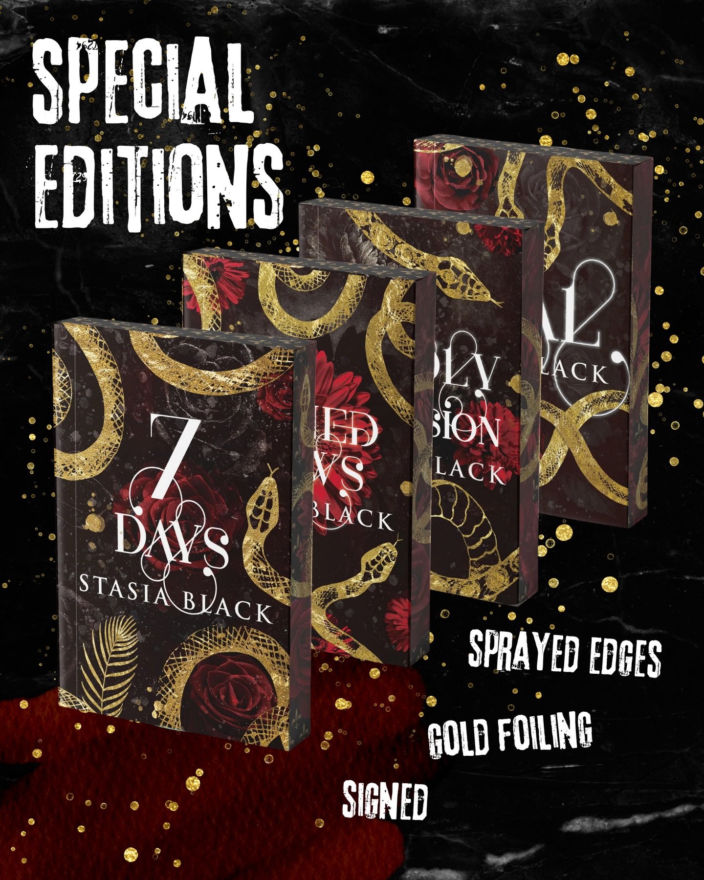 Special Editions available now on my website!

🌹signed special editions
🌹sprayed edges
🌹gold foiled
🌹Carnal Games series bundle and individual books available 
🌹also: direct audiobooks right from me

Shop now: www.stasiablack.com

#darkromance #