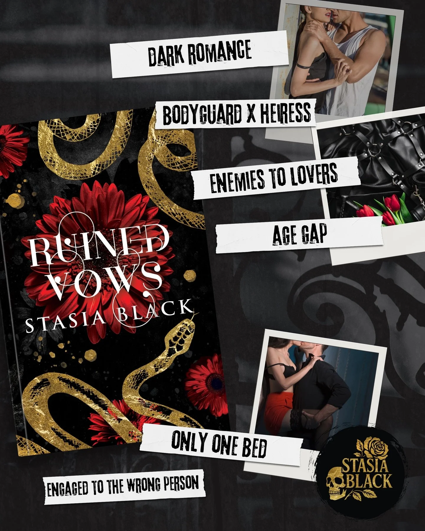 An age gap, dark romance between a bodyguard x an heiress who is engaged to the wrong person&hellip;👀

You can read Ruined Vows today on KU, e-book, audiobook, paperback 💋

#darkromance #agegapromance #bookteaser #stasiablack #spicybooks