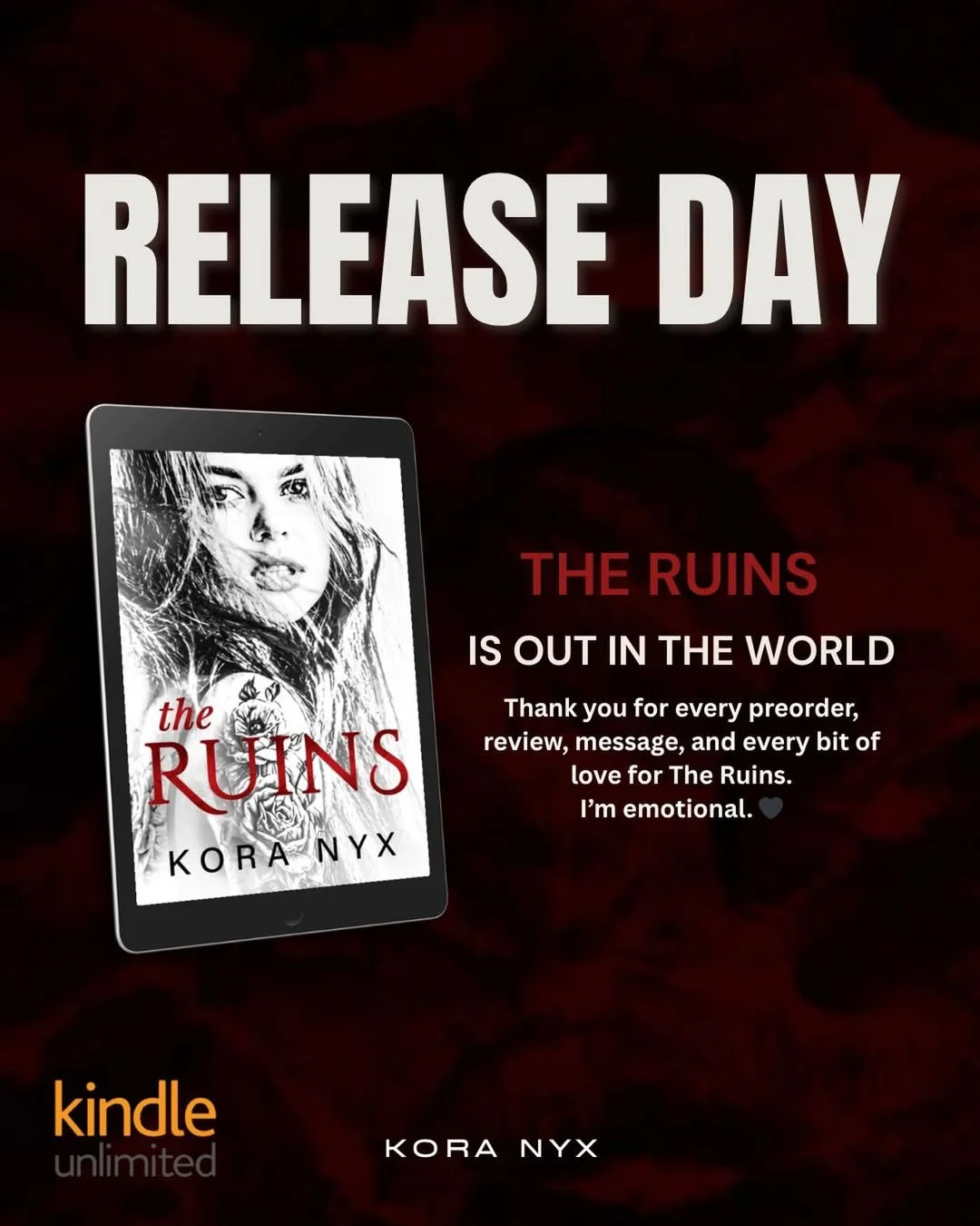 he&rsquo;s here. 🖤

*The Ruins* is officially out in the world, and I&rsquo;m emotional, terrified, and not at all ready for your reactions.

Thank you for every preorder, every message, every review, and every bit of love you&rsquo;ve shown Harper 