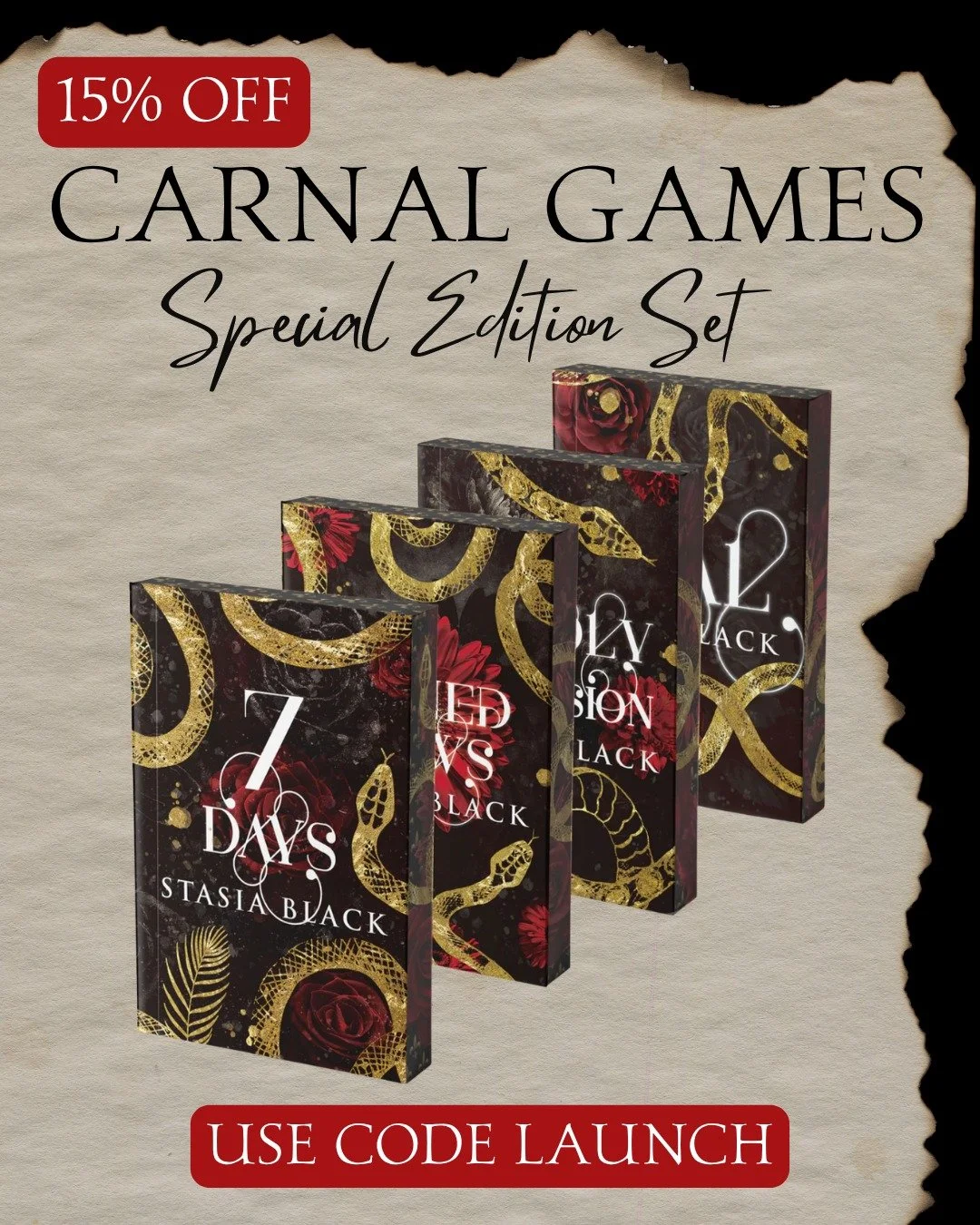 Gorgeous SIGNED special edition versions of my best selling series Carnal Games!
Use code LAUNCH for check out to save 15%

Welcome to Carnal. A world of whispered s*ns, sold souls, and ple*sure that comes with a price.

At club Carnal, power is curr