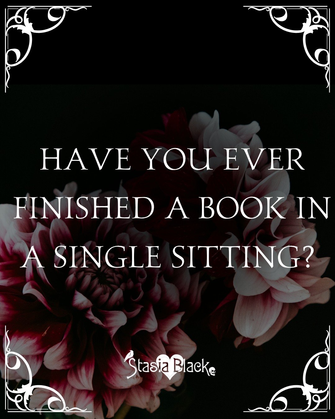 Tell me, have you ever finished a book in a single sitting? If so, which book had you completely hooked from the first page to the last? 🖤

#darkromancevibes #stasiablackbooks #mafiaromance #darkromancelover #bookishquestion #bookqotd