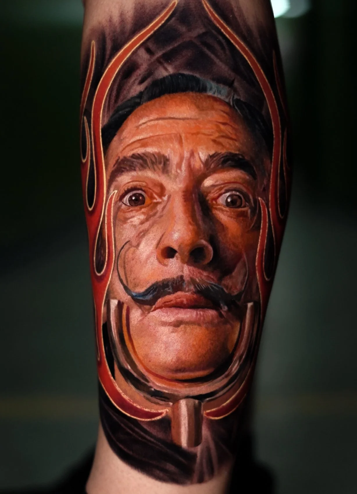 Salvador Dali's portrait - full color realism tattoo