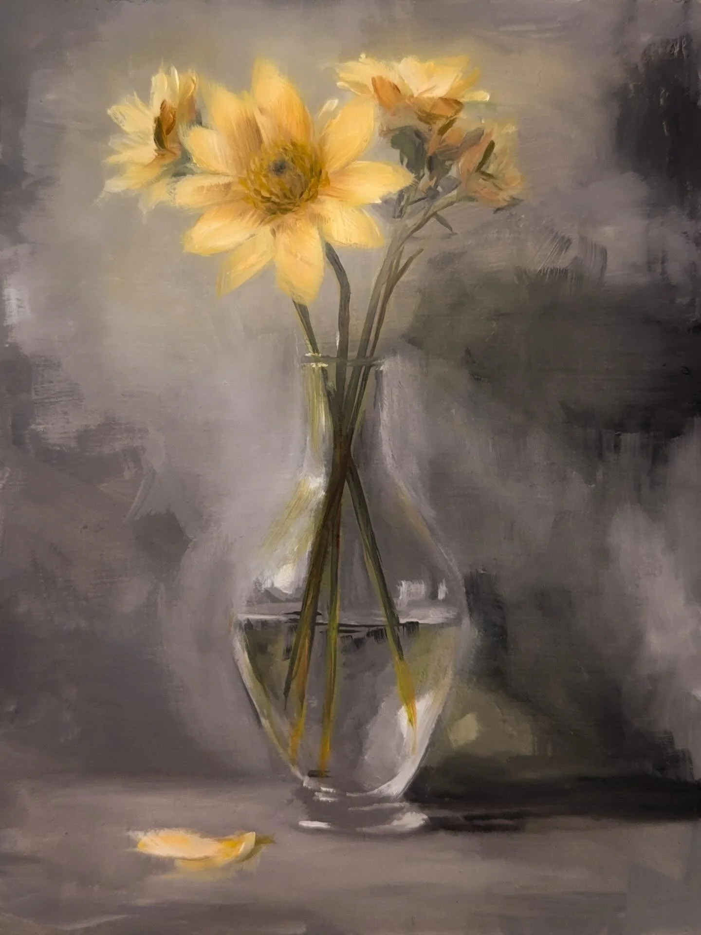 Floral Study No. 11
Series II: Elegy

Oil on hardboard &bull; 6 &times; 8 in &bull; January 2026

A quiet meditation on impermanence. Part of an ongoing series exploring life and death in florals.

Original painting available
By Jennifer Parisi
Artis