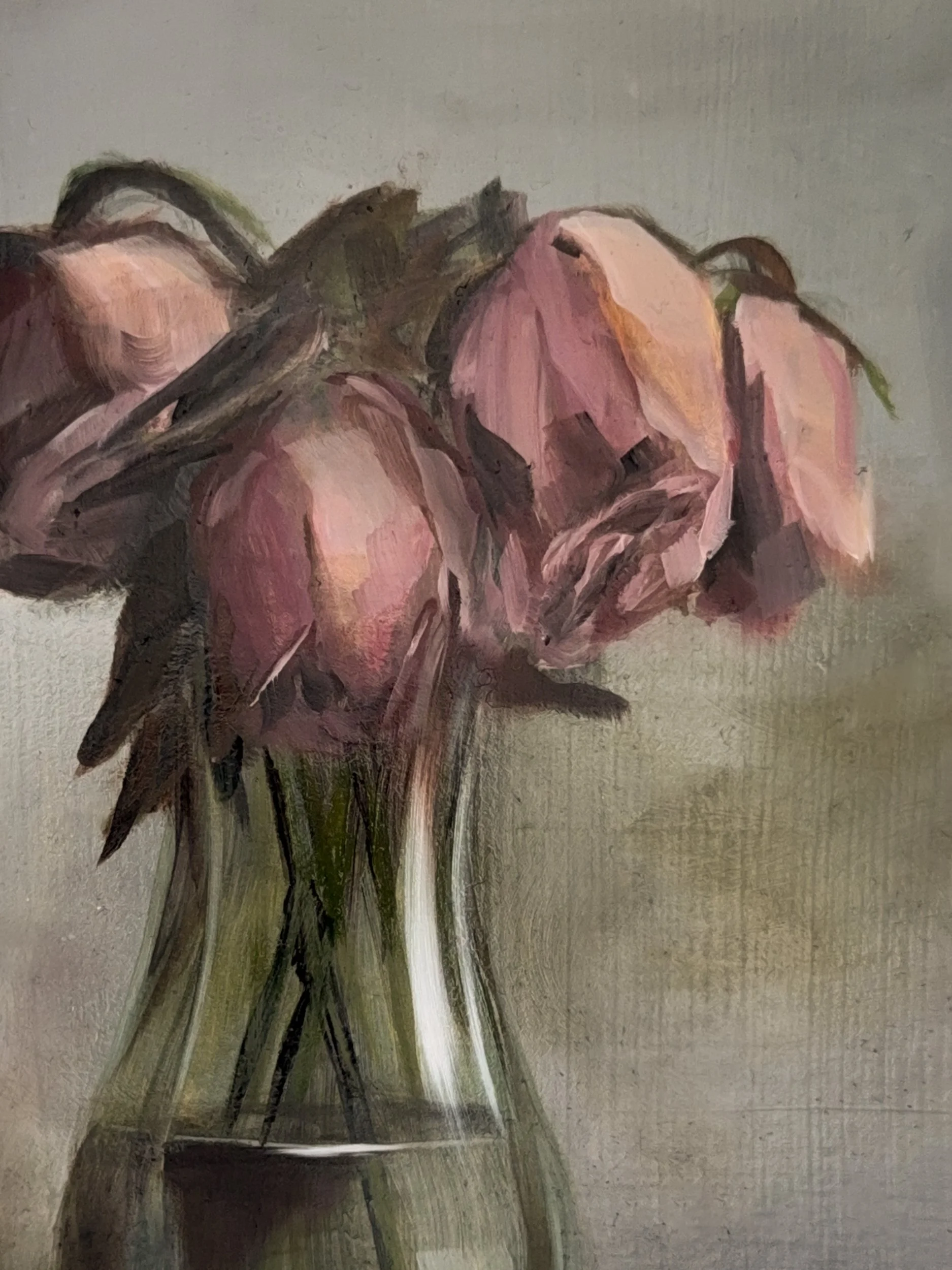 Floral Study No. 21 - Oil on Hardboard, 6 x 8 in, May 2026, Decaying Roses-1.jpg