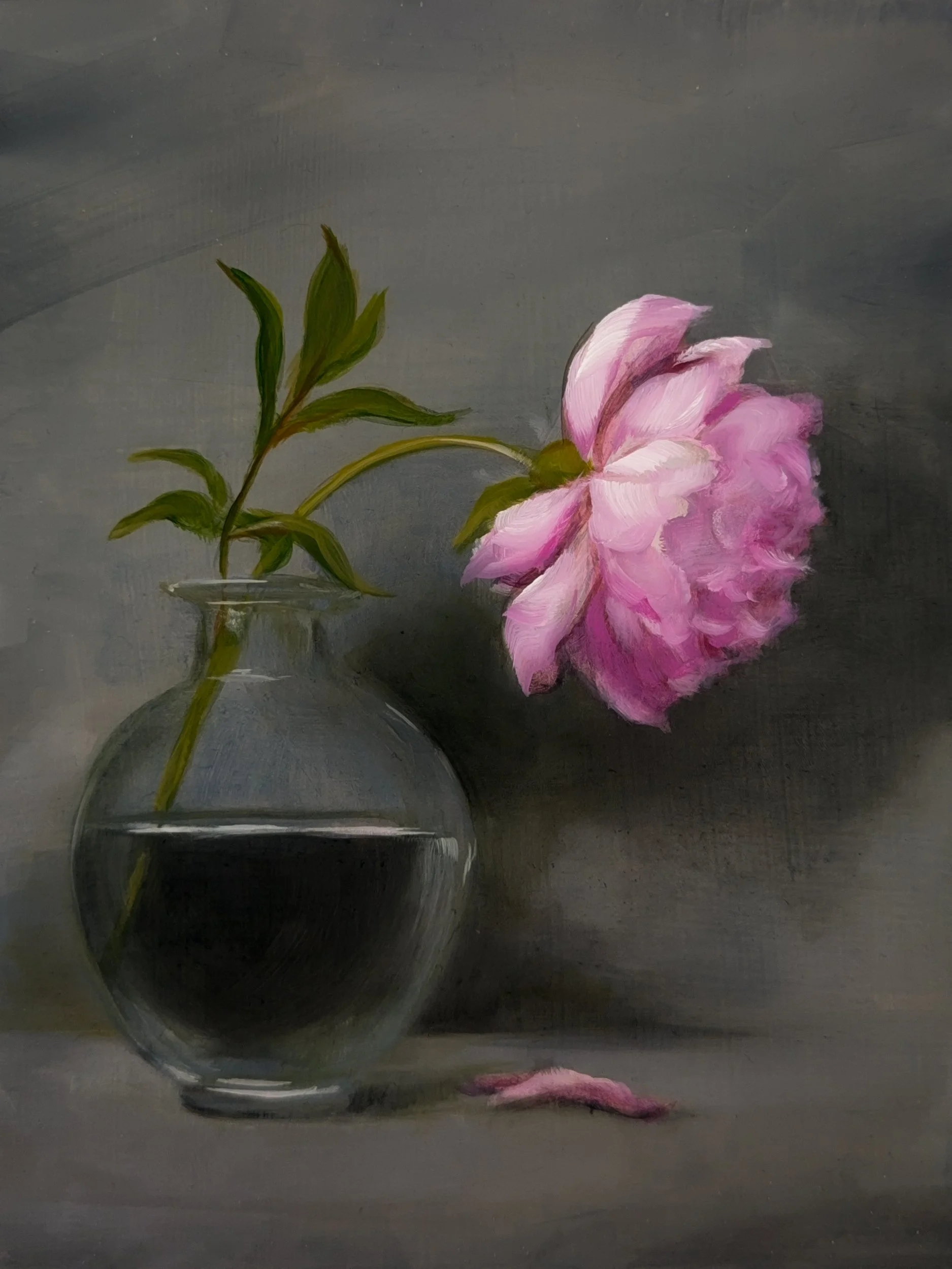 Floral Study No. 20 - Oil on Hardboard, 6 x 8 in, May 2026, Peony-3.jpg