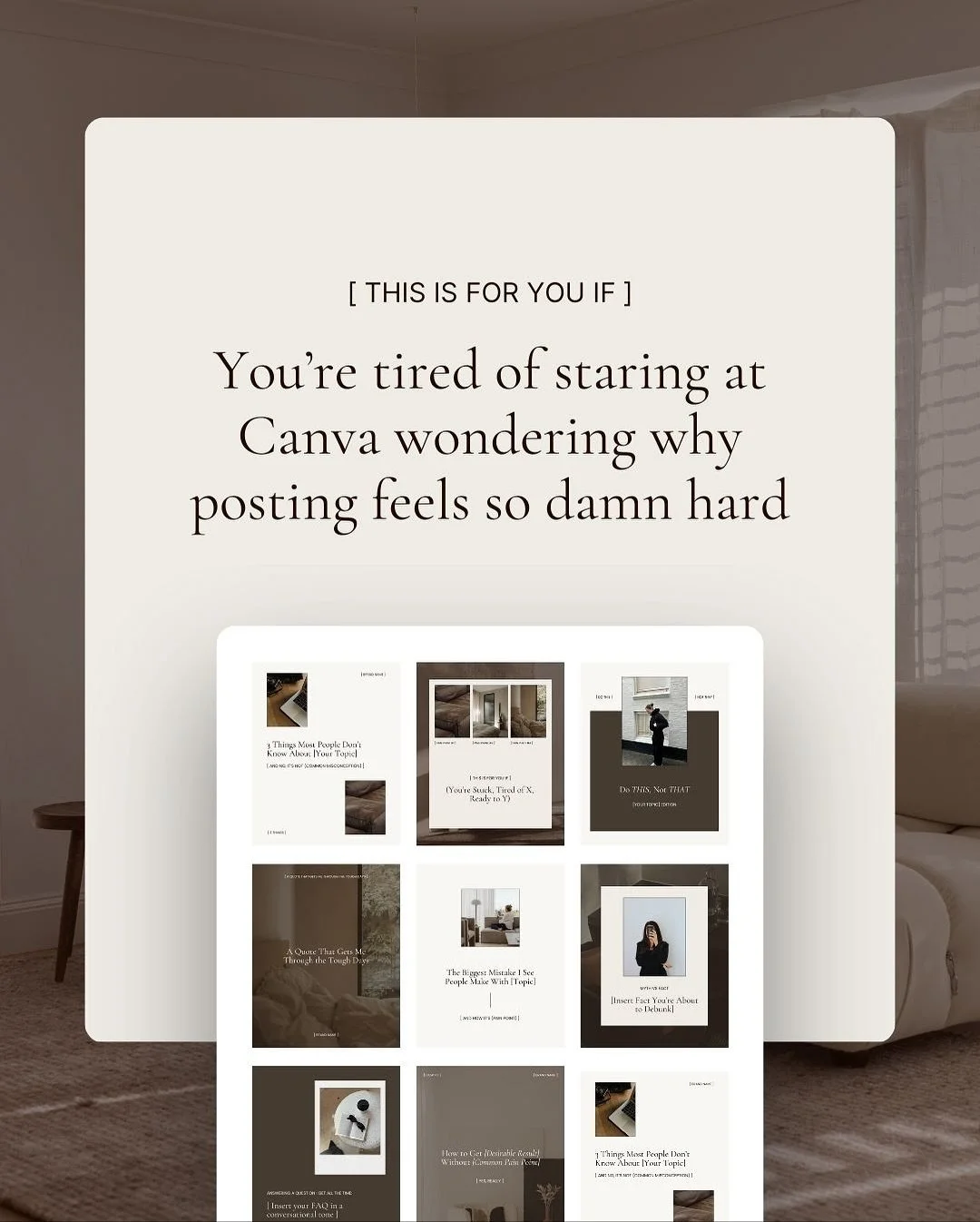 This is for you if you&rsquo;re done with the &ldquo;almost posting&rdquo; cycle.

You know the one:
👉 Tabs full of content ideas.
👉 Canva drafts you never actually post.
👉 Captions rewritten until you hate them.

Here&rsquo;s the truth &rarr; it&