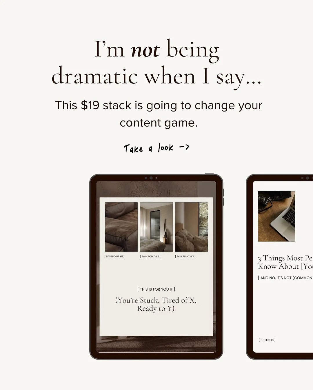 I&rsquo;m not being dramatic when I say this $19 stack might actually change how you show up online.

Because when you&rsquo;re already juggling everything, creating content shouldn&rsquo;t feel like another full-time job.

That&rsquo;s why I created