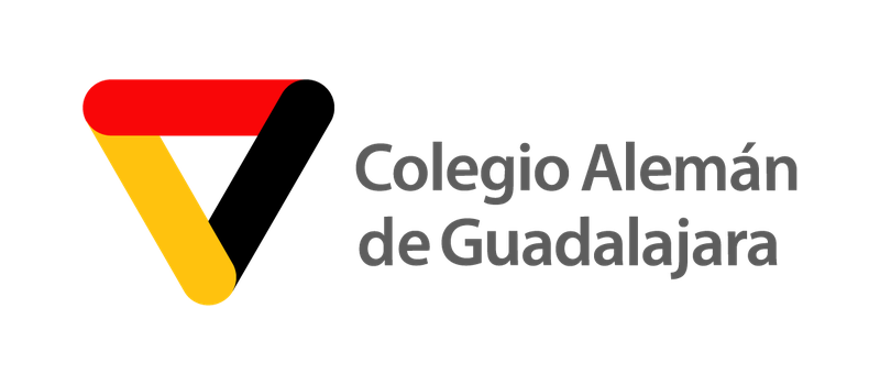 Logotipo del Colegio Alemán de Guadalajara con un símbolo de la bandera alemana y el nombre del colegio